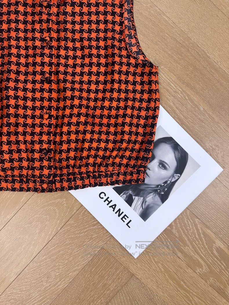Gucci Gucci Double G mulberry silk thousand bird check sleeveles Size S / US 4 / IT 40 - 3 Thumbnail