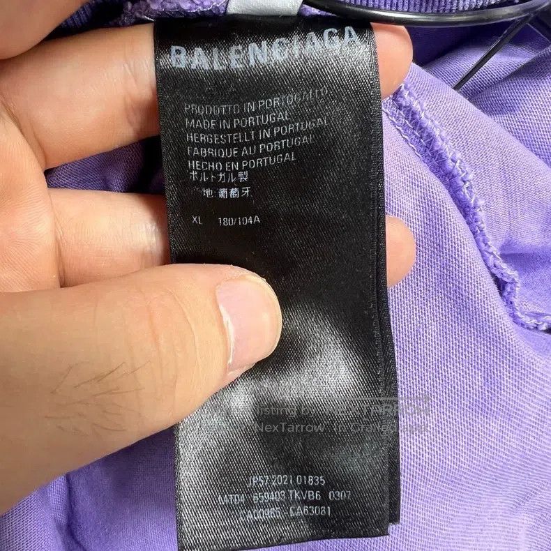Balenciaga Balenciaga Distressed Purple Logo Slogan Hooded Sweatshirt Size US XL / EU 56 / 4 - 5 Thumbnail