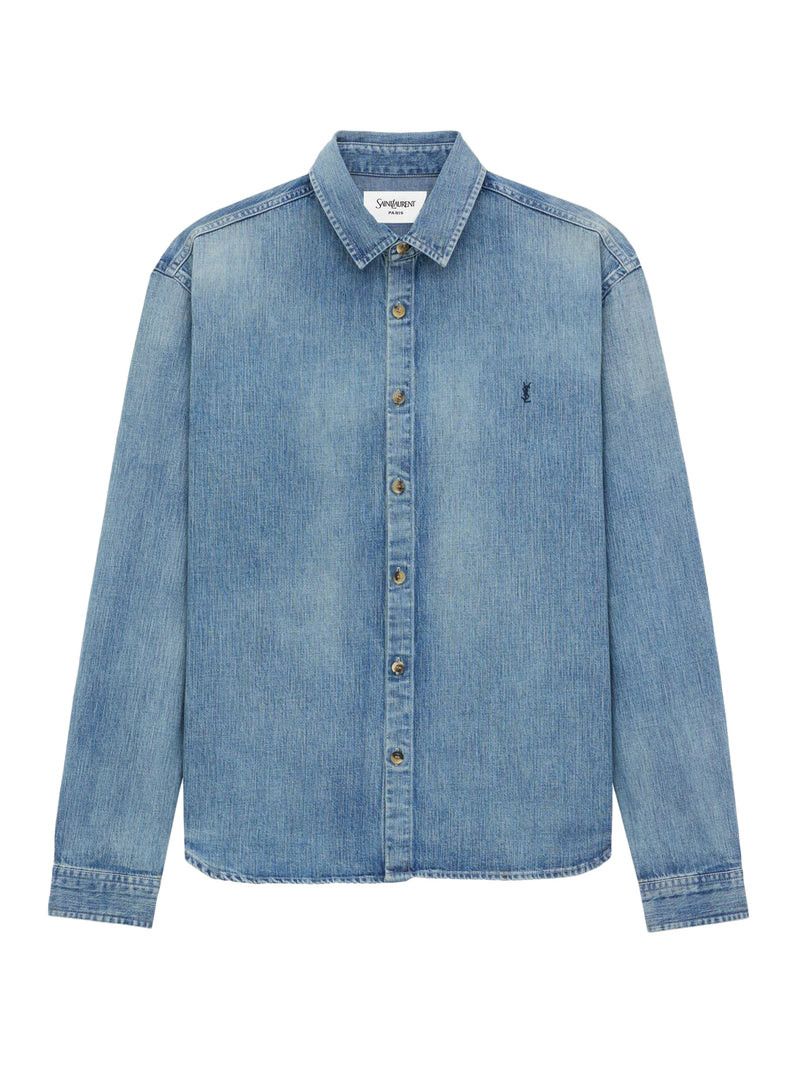 Saint Laurent Paris CASSANDRE DENIM SHIRT DAY BLUE Size US L / EU 52-54 / 3 - 1 Thumbnail