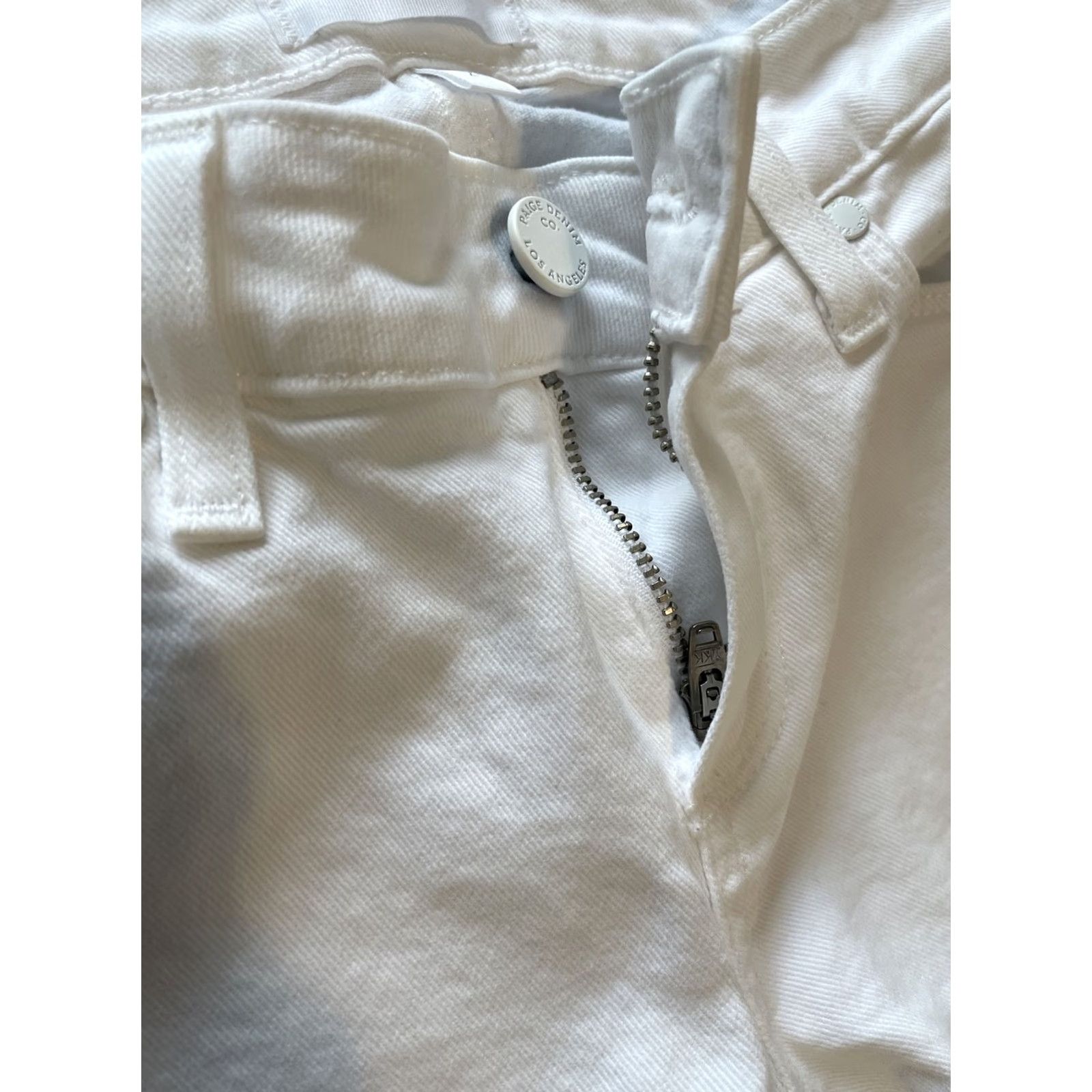 Paige Paige Verdugo Crop Jeans White Denim Slim 24 Womens USA Cropped Distressed Logo Button Zip Inseam 25 Size 42" / US 20 - 7 Thumbnail
