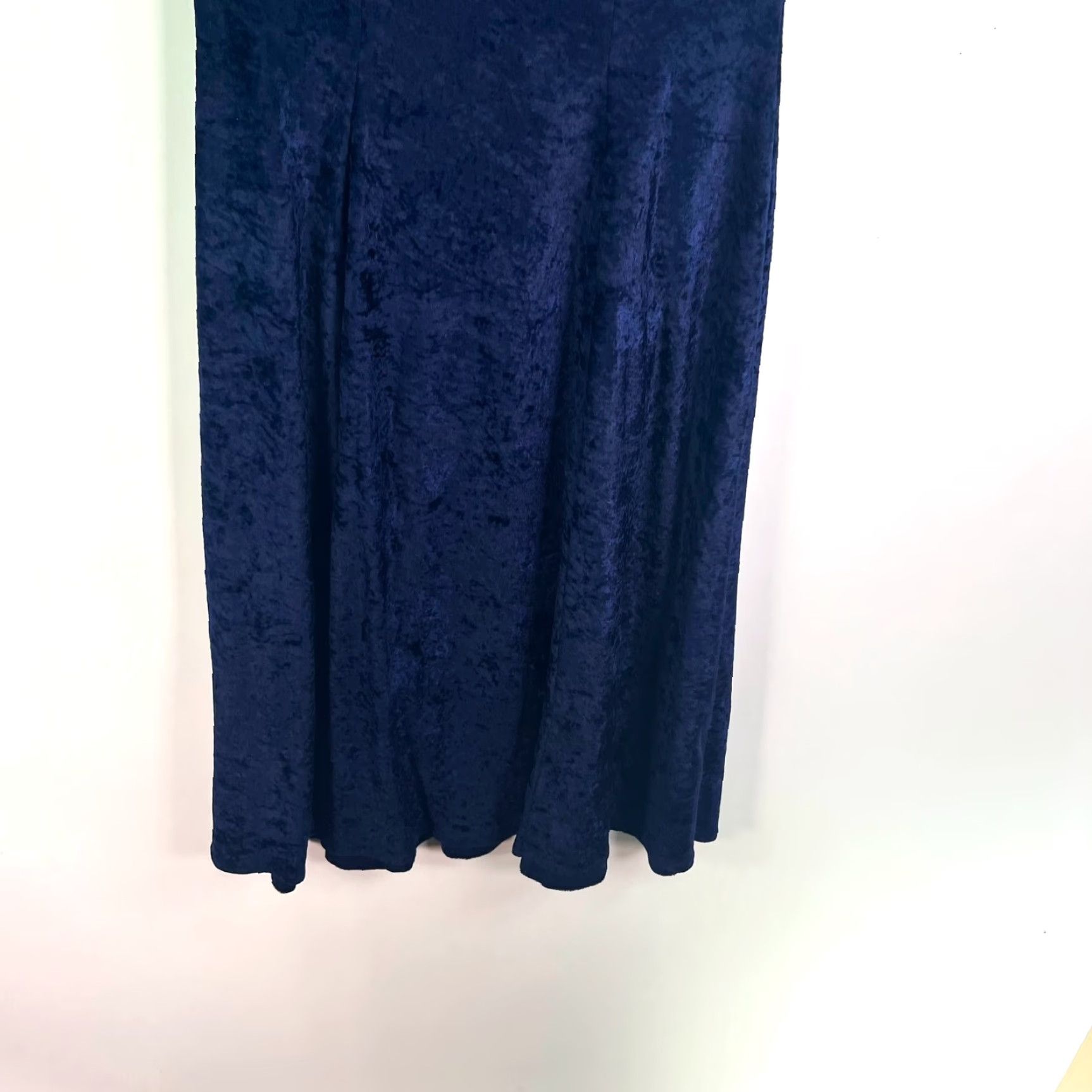 Velvet Blue Crushed Velvet Midi Dress Women's Size 14 Made in UK Pleated Size M / US 6-8 / IT 42-44 - 6 Thumbnail
