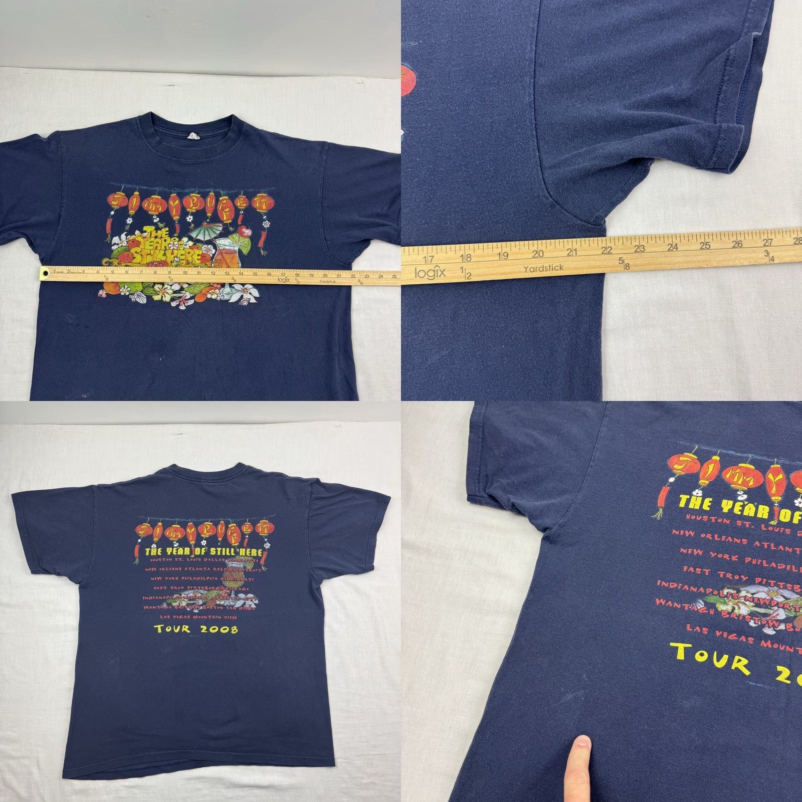 Anvil Y2K Jimmy Buffett 2008 Tour T Shirt Adult Large Year Of Still Here Concert Band Shirt Mens Blue Cotton Vintage Anvil Short Sleeve Crew Neck 4357hh Size US L / EU 52-54 / 3 - 9 Thumbnail