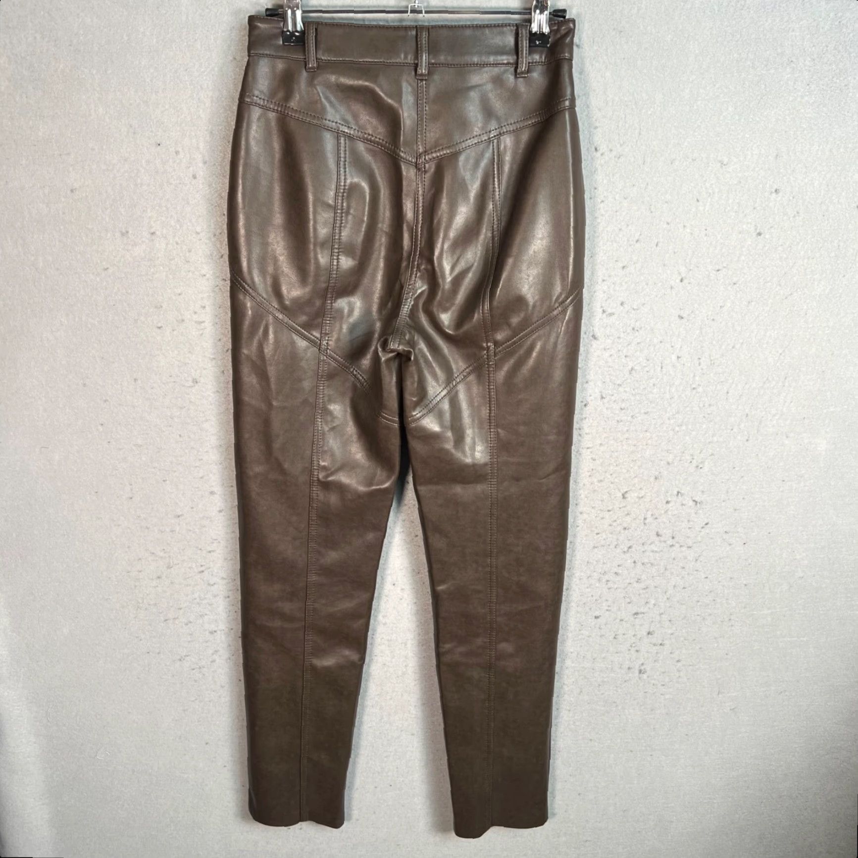 Vintage VINTAGE Wilfred Brown High-Waisted Faux Leather Tapered Leg Pants 0 Womens Size 28" / US 6 / IT 42 - 2 Thumbnail