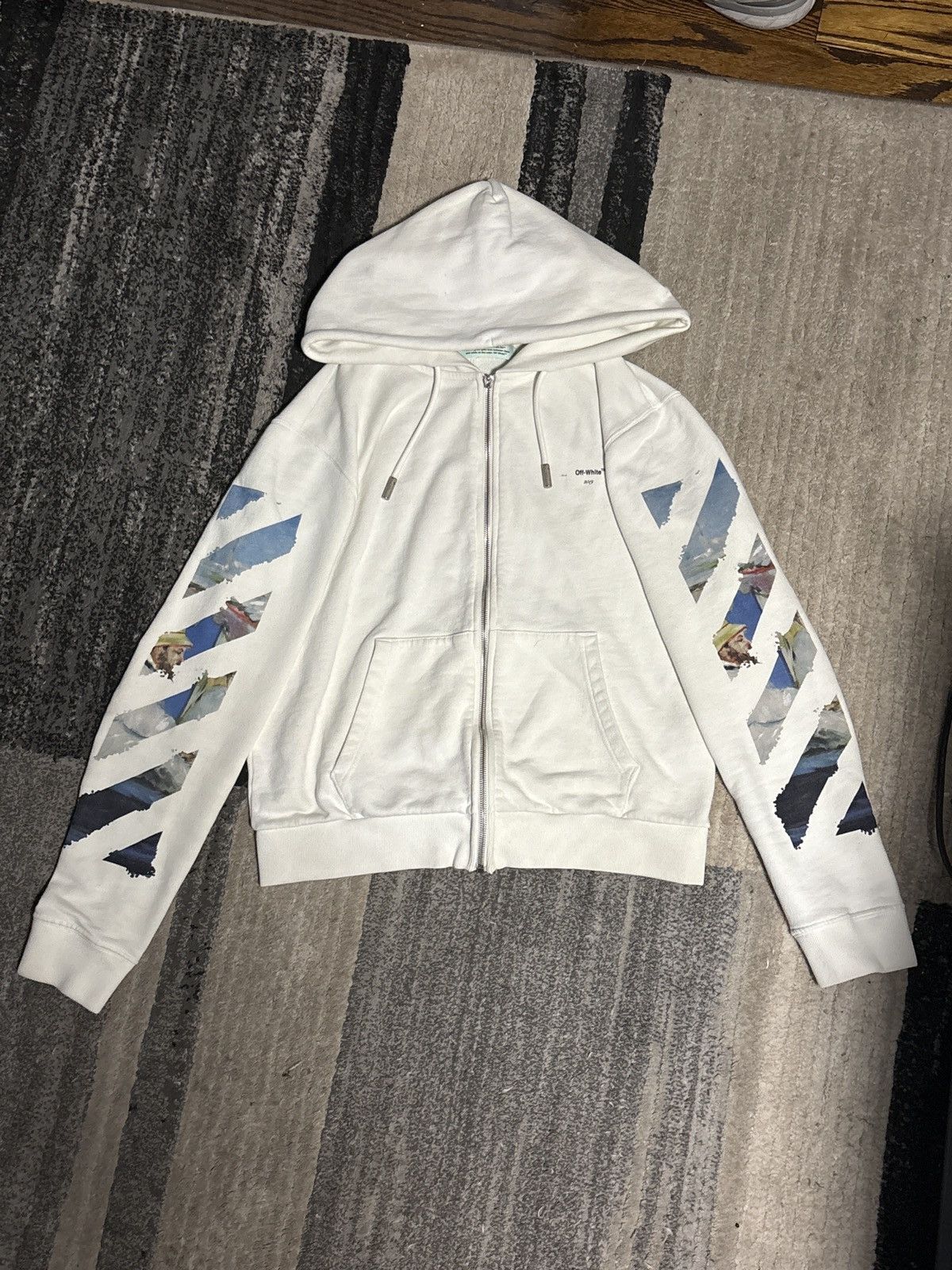 Off-White Off-White Diag Multicolour Zipped Hoodie 'White' Size US S / EU 44-46 / 1 - 1 Thumbnail