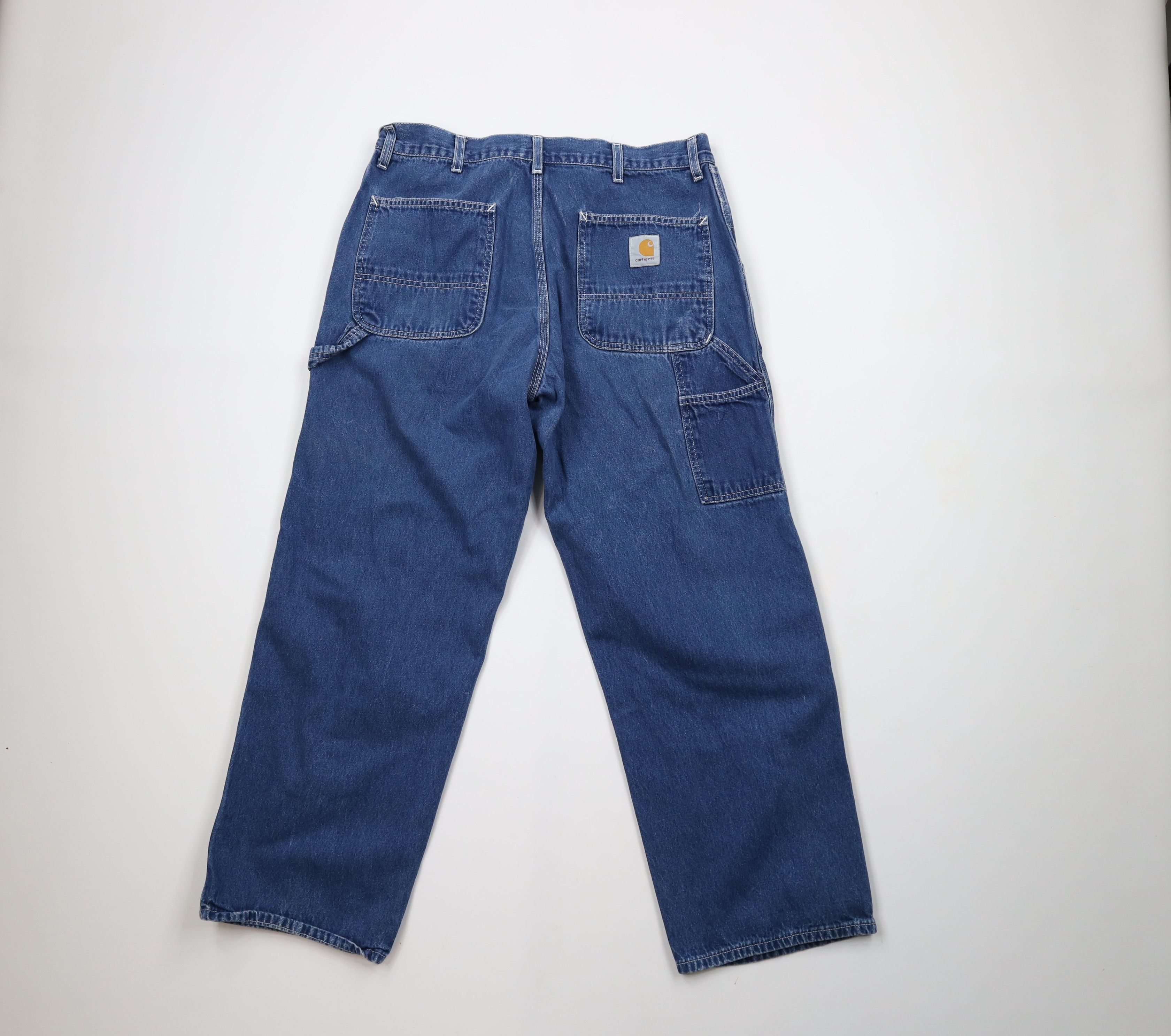 Carhartt × Vintage Vintage Y2K Carhartt Wide Leg Denim Dungaree Jeans Blue Size US 34 / EU 50 - 9 Thumbnail