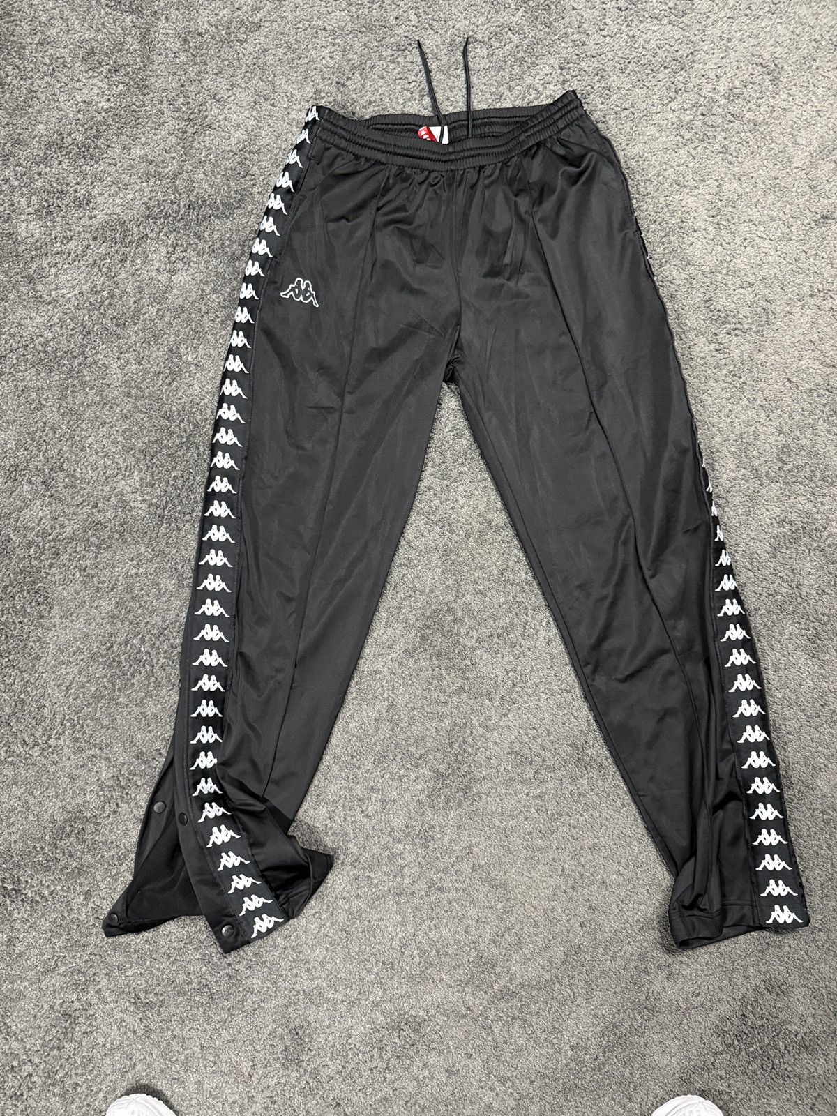 Kappa Kappa Snap Button Track Pants Black White Logo Tape XXL Size US 44 / EU 60 - 1 Thumbnail
