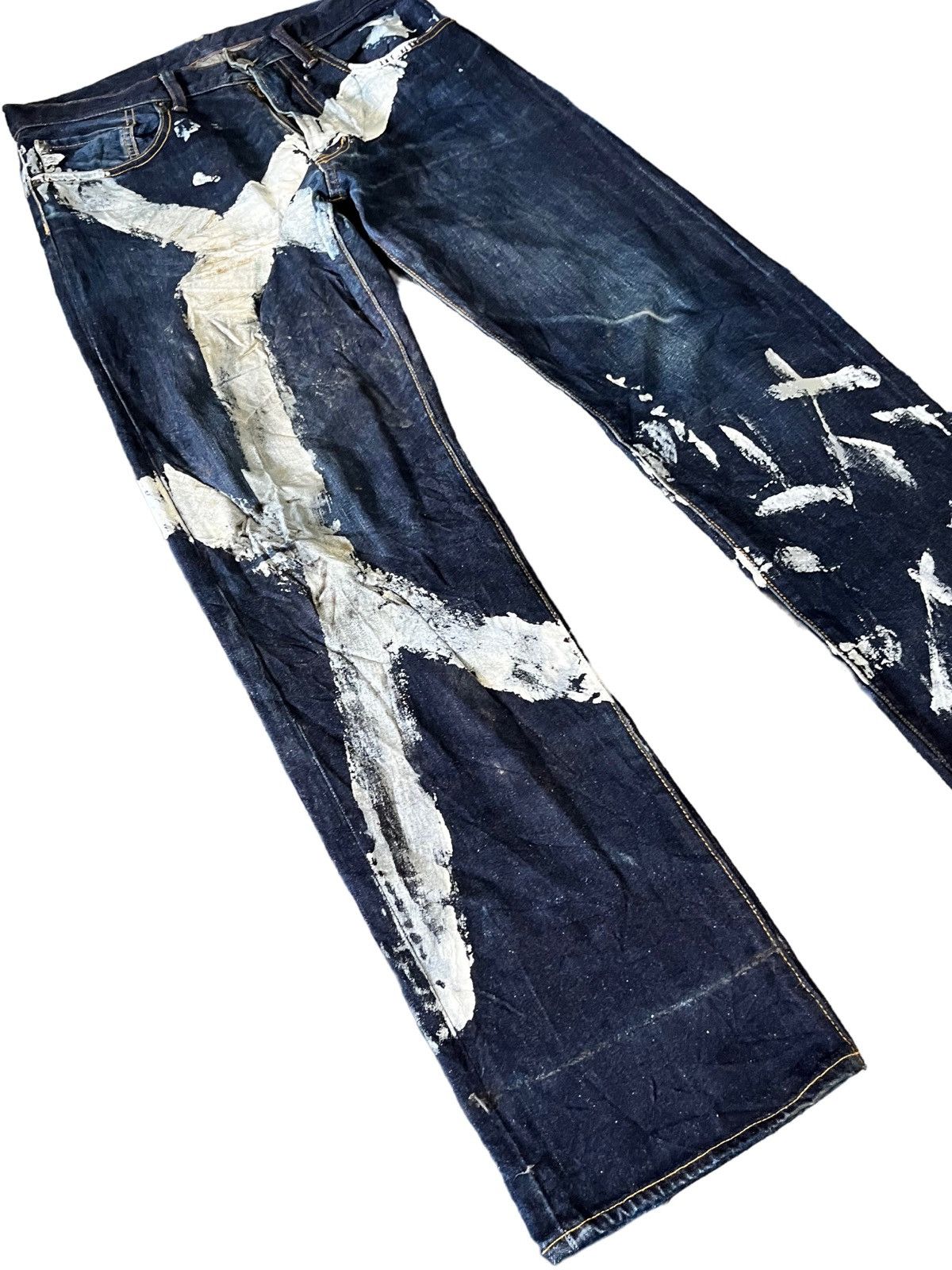 GU × Maison MIHARA YASUHIRO Vintage GU Splatter Denim Size US 33 - 2 Thumbnail