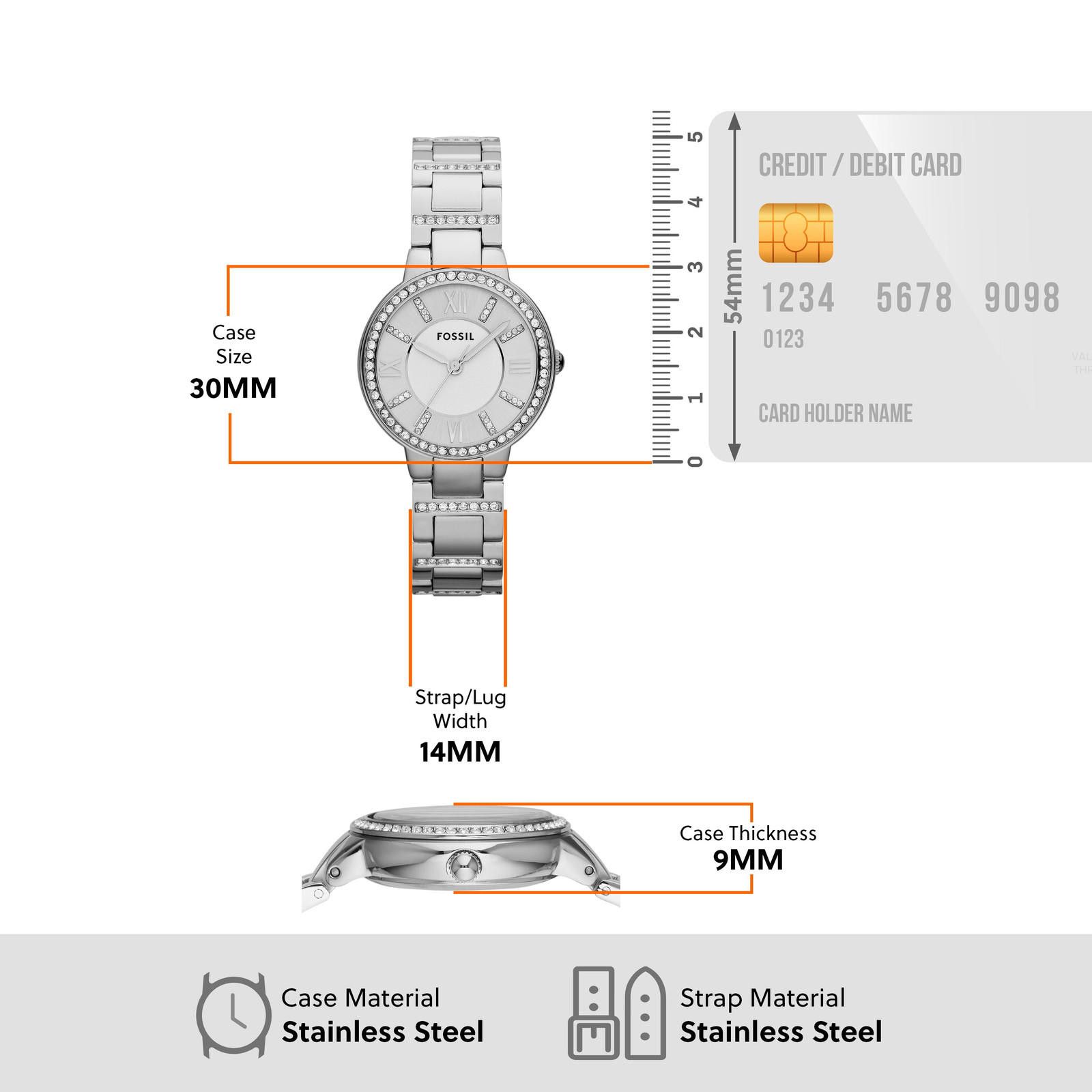 Fossil Fossil Virginia Stainless Steel Timepiece ES3282 Size ONE SIZE - 9 Thumbnail
