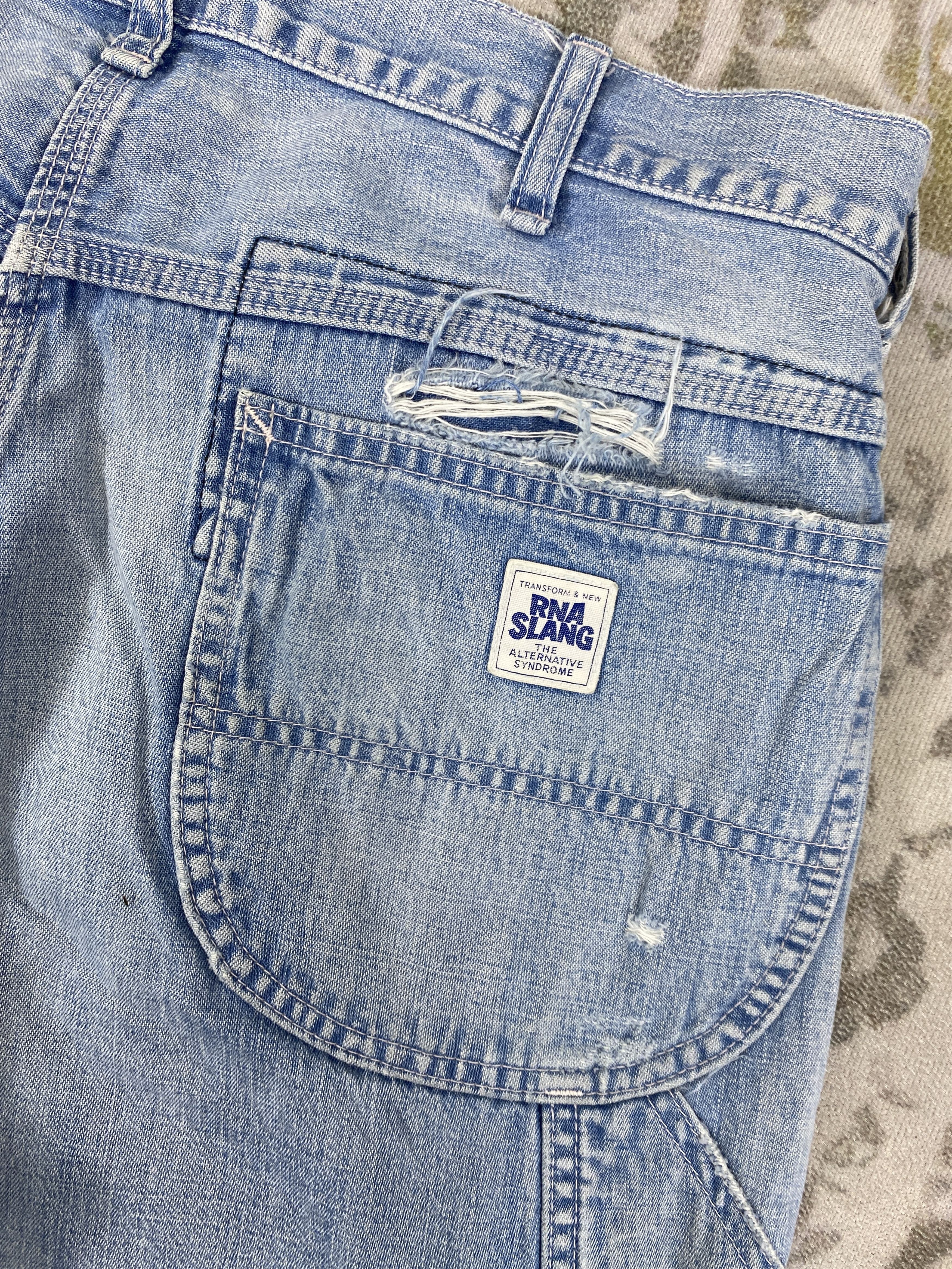 Japanese Brand Vintage Rna Slang Carpenter Jeans 32x29.5 Denim- JN3527 Size US 32 / EU 48 - 14 Thumbnail