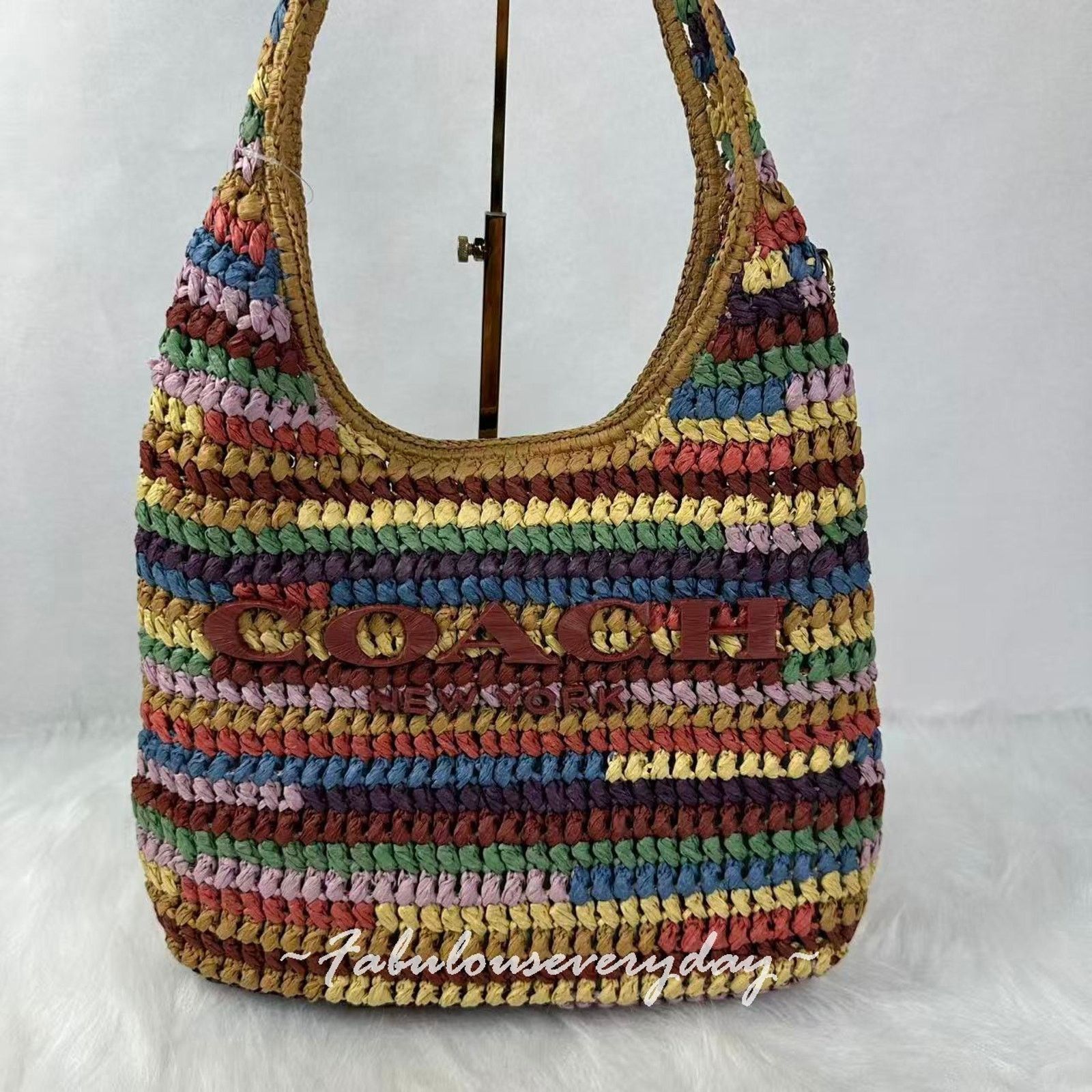 Coach COACH Brooklyn Shoulder Bag 34 In Straw/Brass/Multi CDZ40 Size ONE SIZE - 2 Thumbnail