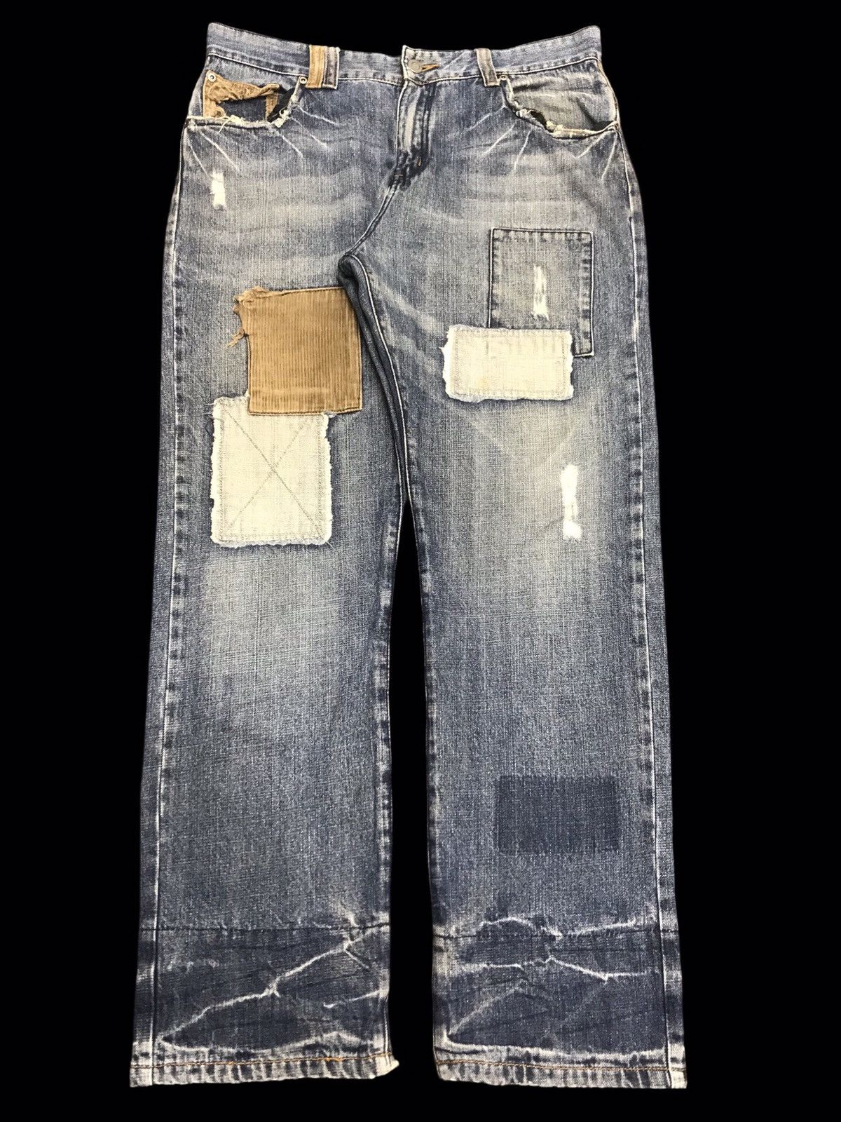 Japanese Brand 💥DENIM ART💥SACRIFICE Japan Destroyed Patchwork Denim F156 Size US 34 / EU 50 - 1 Thumbnail