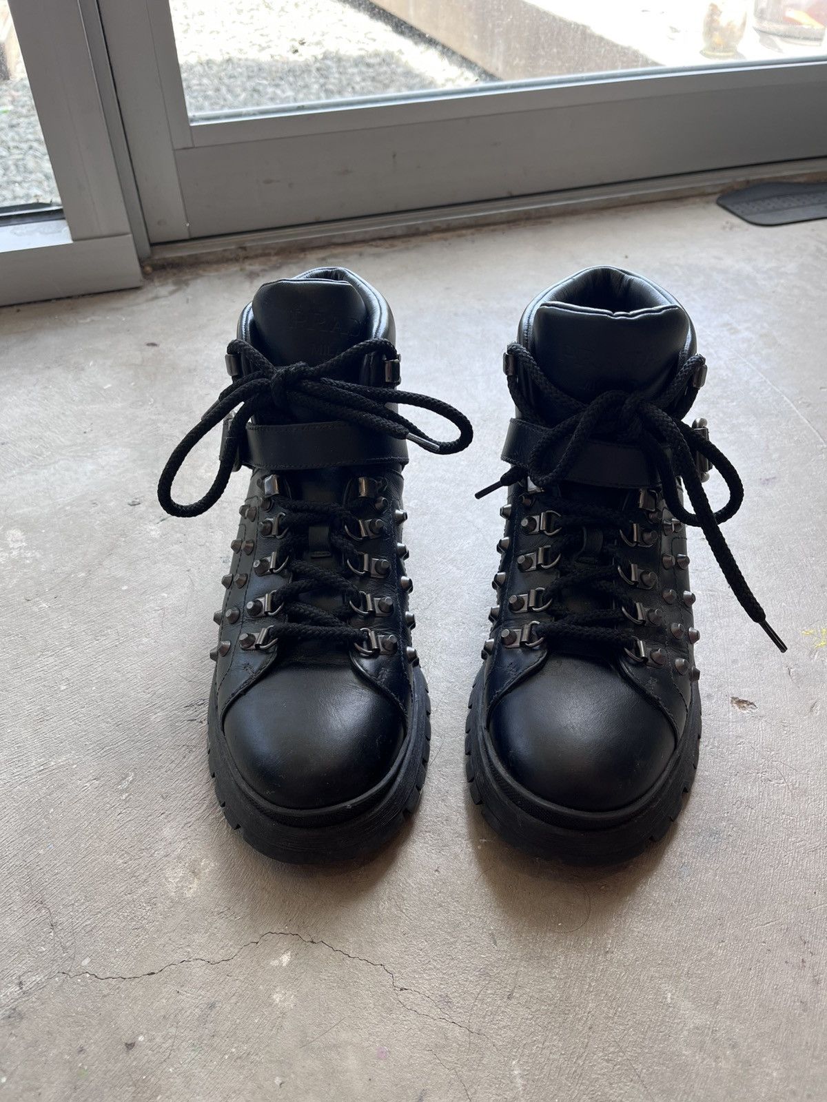 Prada Prada Block Combat leather biker boots Size US 9.5 / IT 39.5 - 1 Thumbnail
