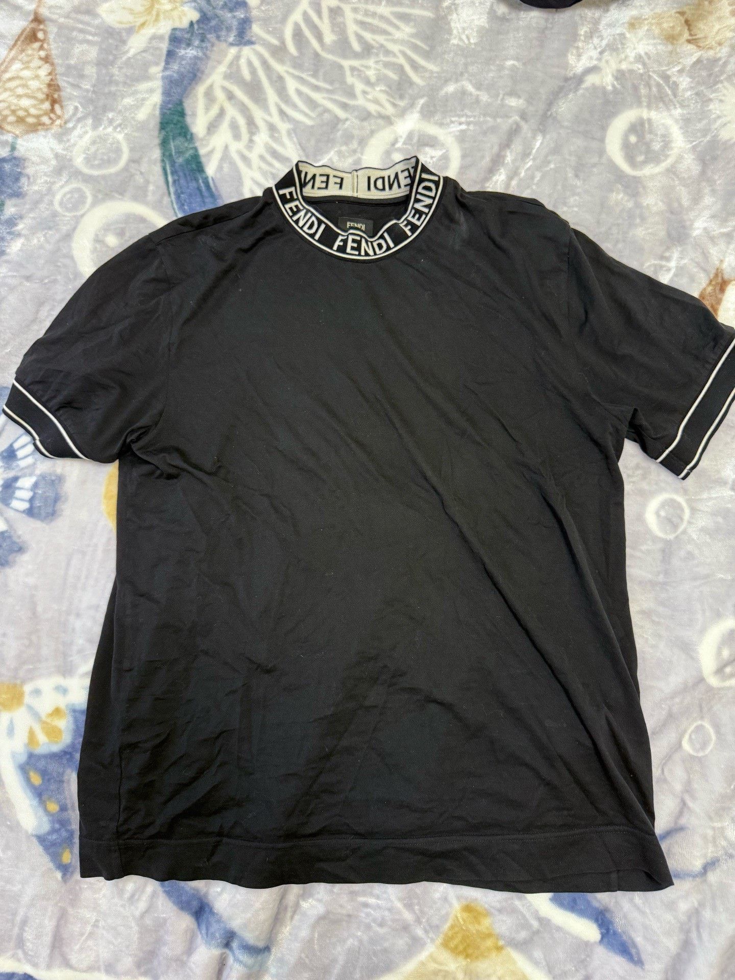 Fendi Fendi High-Neck Logo Ribbed Collar T-Shirt L Size US L / EU 52-54 / 3 - 1 Thumbnail