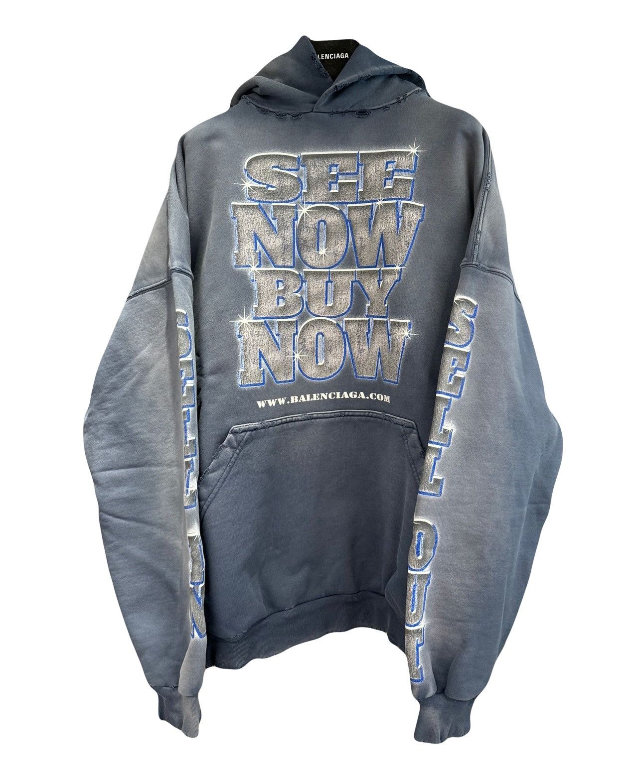 image of New Balenciaga Snbn Hoodie Summer24 in Blue, Men's (Size Large)