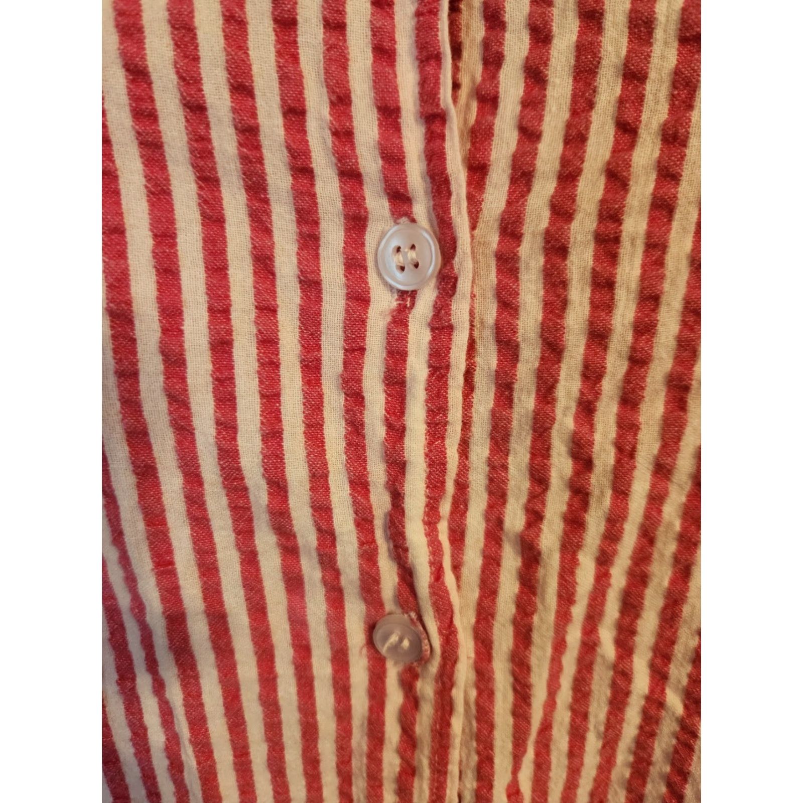 Vintage Woman Within Shirt Womens M Hot Pink Textured Stripe Short Sleeve Top Shirt Sz M Size M / US 6-8 / IT 42-44 - 3 Thumbnail