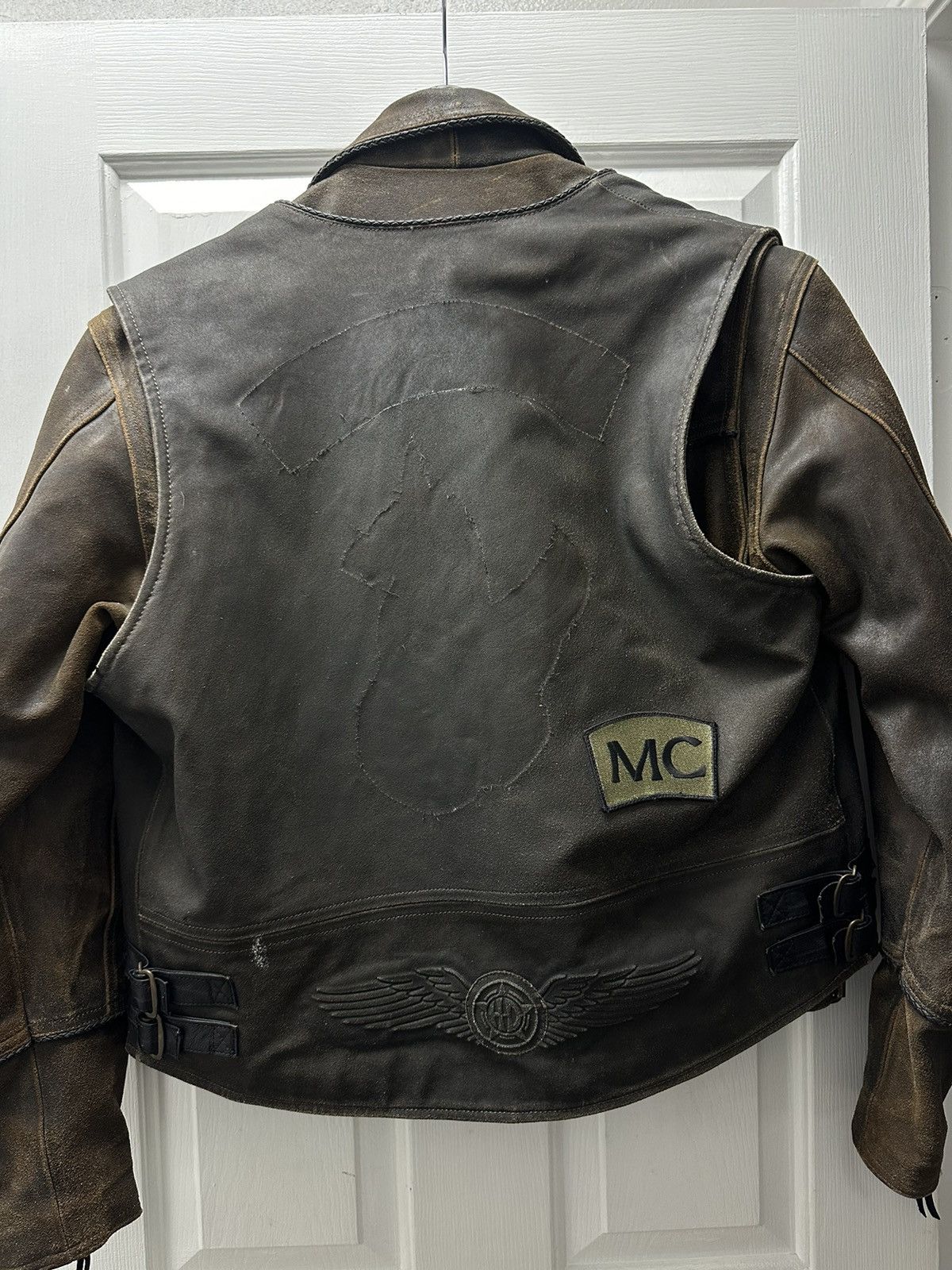 Harley Davidson Harley Davidson Distressed Brown Leather Jacket and Vest 90s Size US L / EU 52-54 / 3 - 10 Thumbnail
