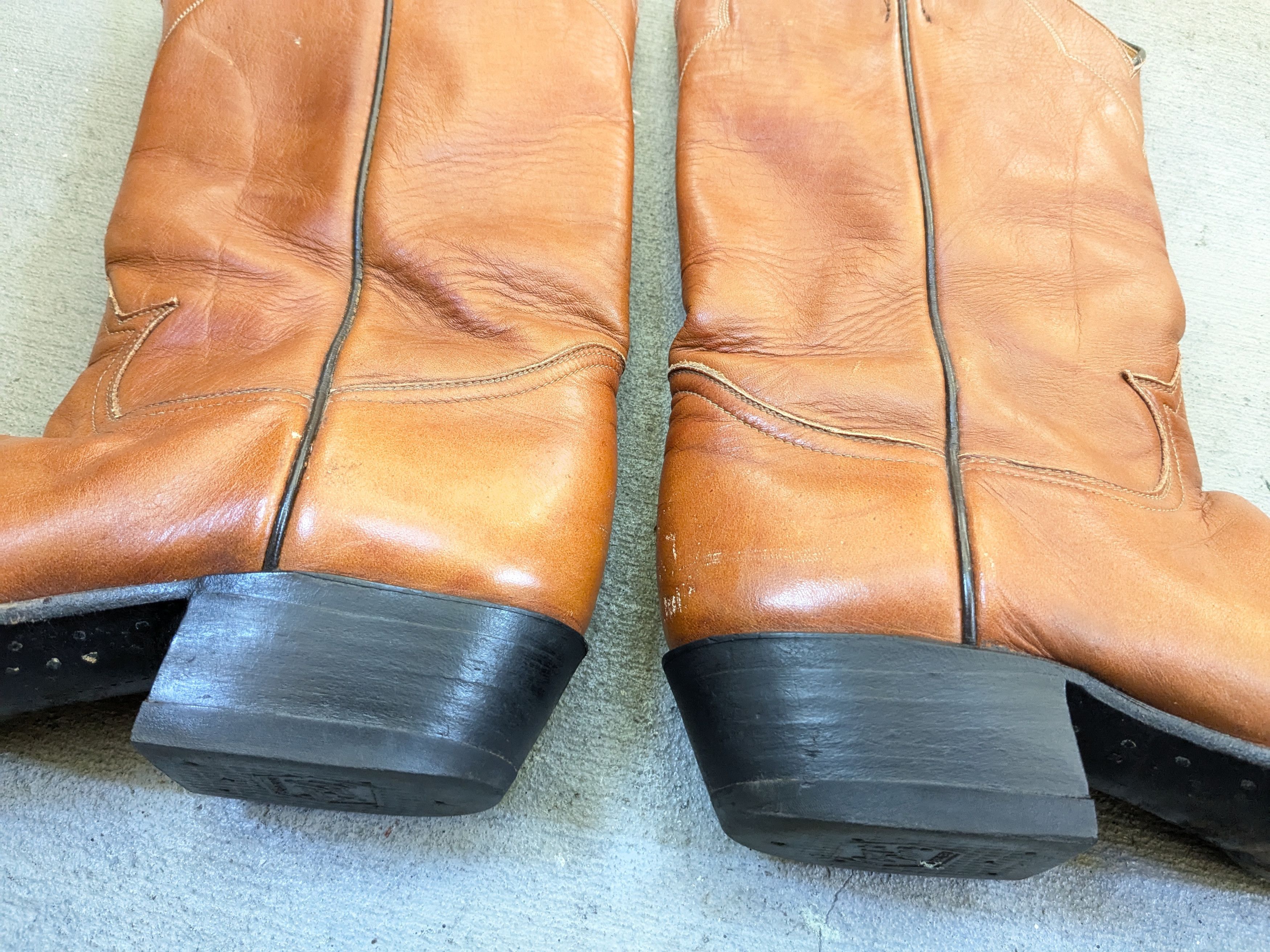 Other Tony Lama Cowboy Boots 11.5 B Narrow Brown Leather USA Size US 11.5 / EU 44-45 - 9 Thumbnail