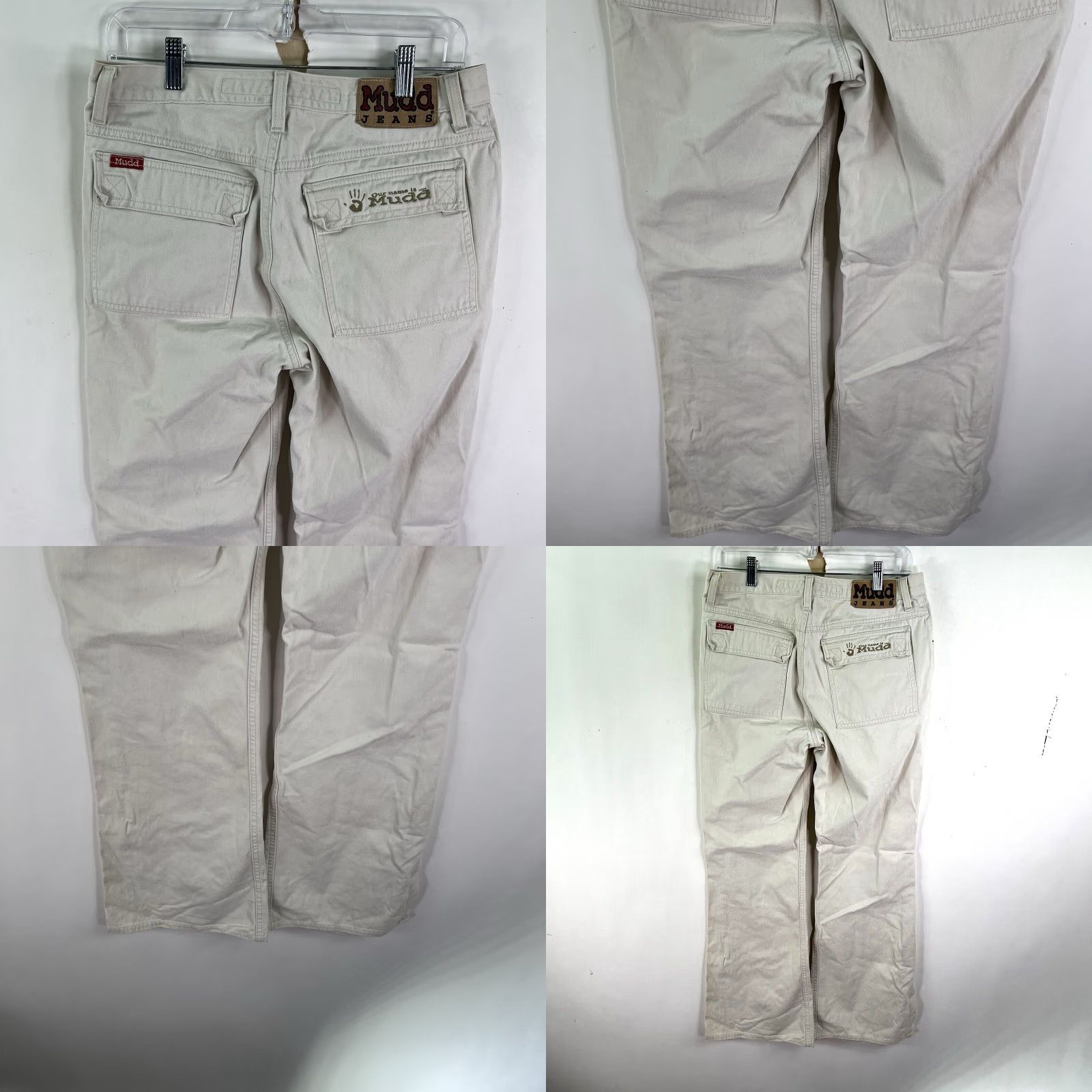 Denime Mudd Jeans Flare Leg Denim 5-Pocket Beige Size 32x30 Womens Vintage 90s Flop Pocket High Rise Beige 32x30 Womens Jeans Size 32" / US 10 / IT 46 - 8 Thumbnail