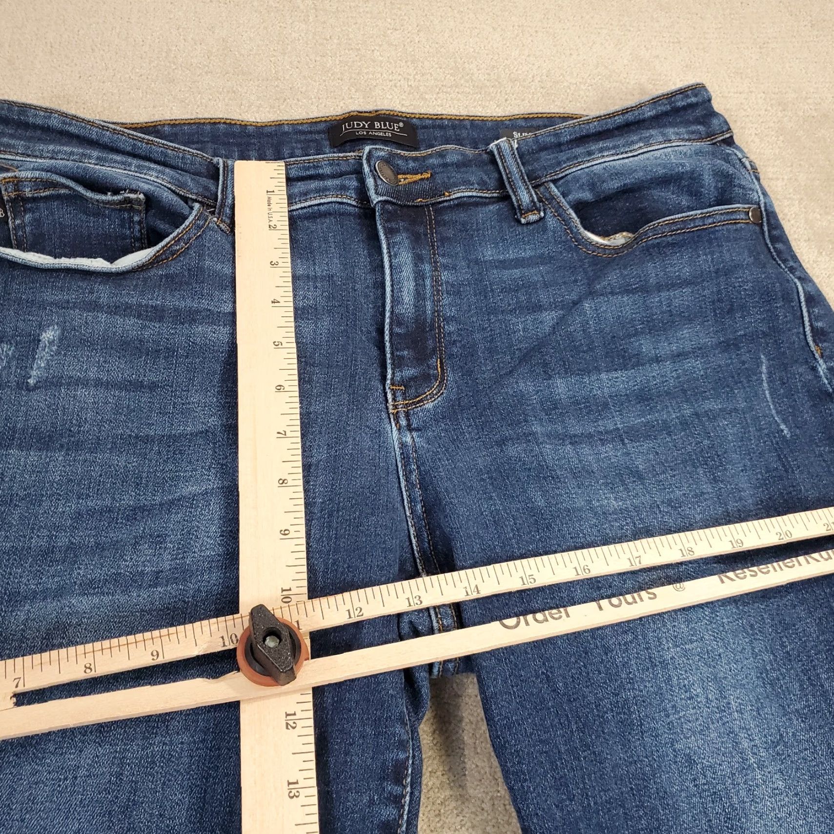 Denime Judy Blue Jeans Pants Womens Slim Fit 32 32x29 Denim Dark Wash Casual Stretch Pockets Logo Straight Vintage: No Size 24" / US 00 / IT 34 - 4 Thumbnail