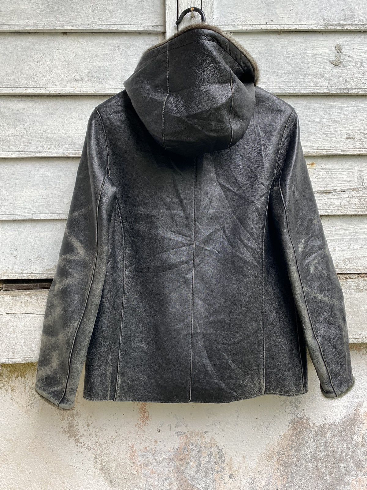 Genuine Leather United Worker Republic (UWR) Fur Lining Leather Hoodie JKT Size US S / EU 44-46 / 1 - 4 Thumbnail