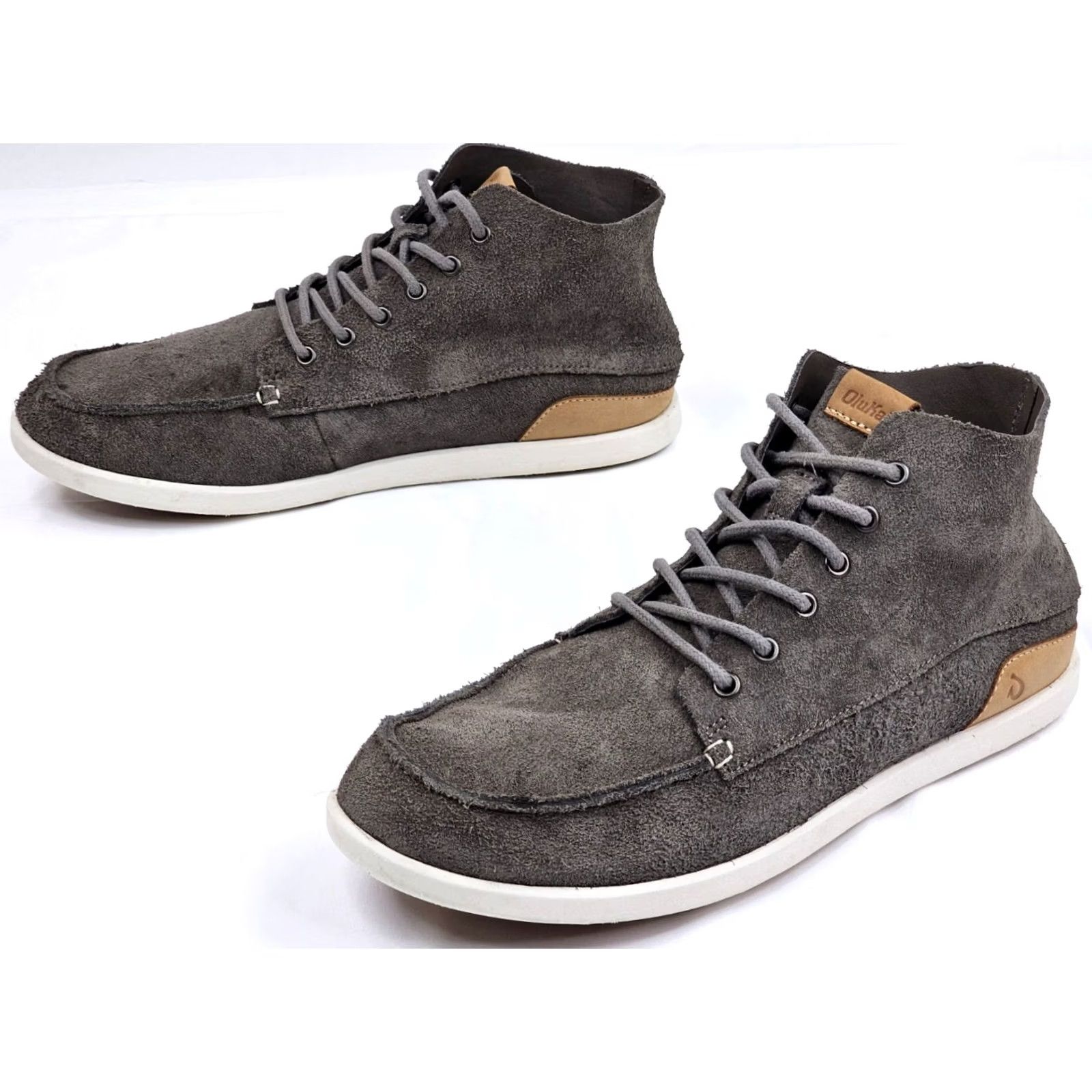Olukai Olukai Nalukai Kala Nubuck Leather Chukka Boots Men 9 Gray Mid Top Lace Up Shoes Brown? Size US M / EU 48-50 / 2 - 6 Thumbnail
