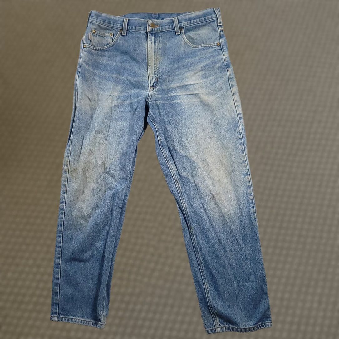 Carhartt VINTAGE Carhartt Jeans DST B17 Relaxed Fit Medium Wash 38x30 Mens Blue 5-Pocket Distressed Not Stained Size US 38 / EU 54 - 1 Thumbnail