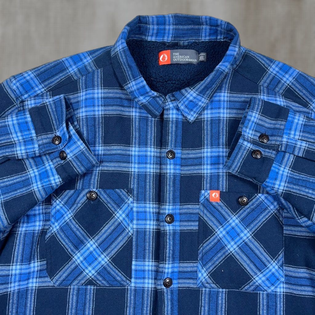 Vintage The American Outdoorsman Shacket 2XL Plaid Flannel Shirt Jacket Blue Lined Casual Workwear Womens? Size US XXL / EU 58 / 5 - 1 Thumbnail
