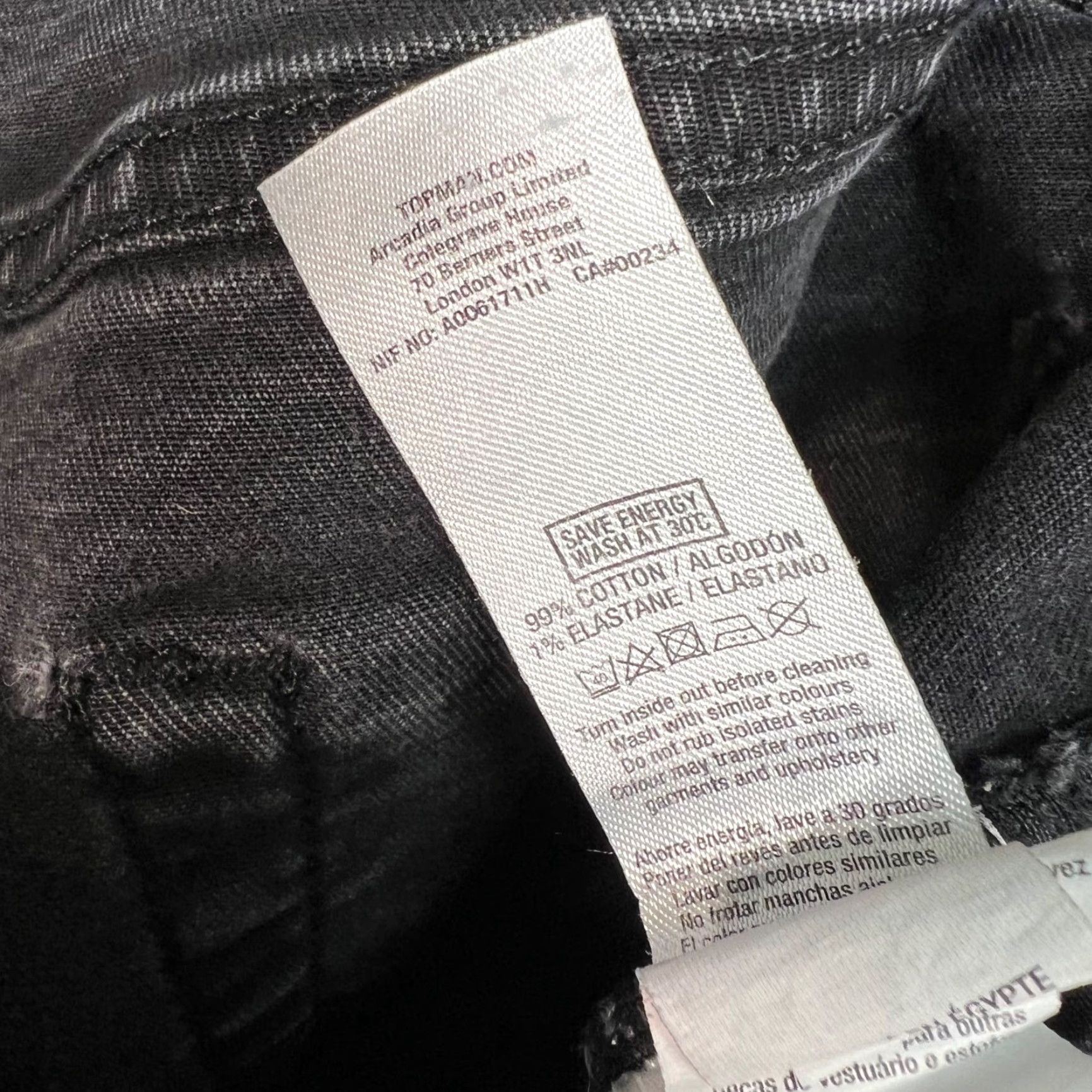 Topman Topman Mens Jeans Skinny Denim Black 34x28 5-Pocket Stretch Inseam 24 Regular Shirt? Size US 34 / EU 50 - 4 Thumbnail