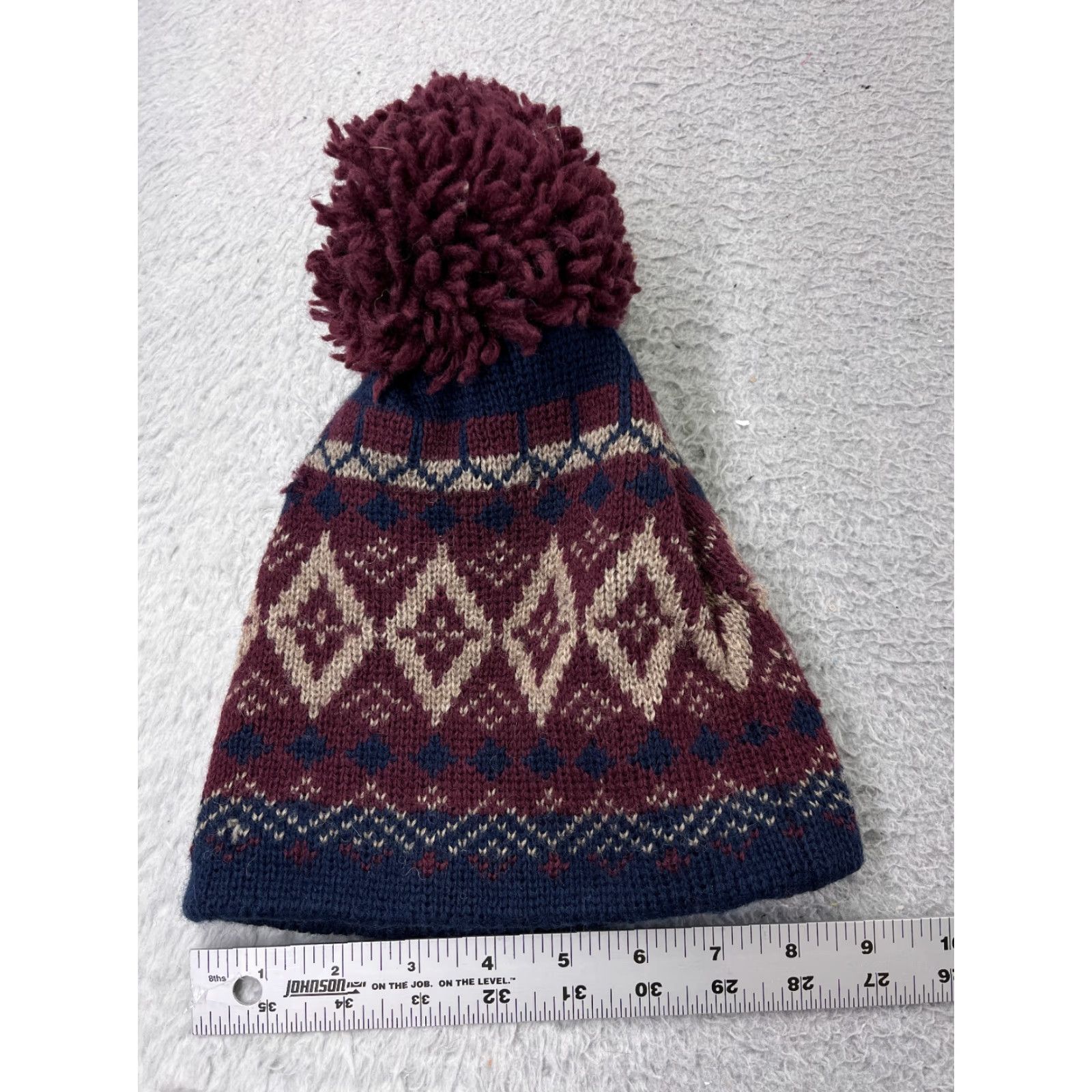Vintage Smiley Beanie Adult One Size Purple Blue Wool Spandex Knit Ski Hat/Cap Mens Winter Beanie 90s Logo Ski Theme Image: Smiley Size ONE SIZE - 3 Thumbnail