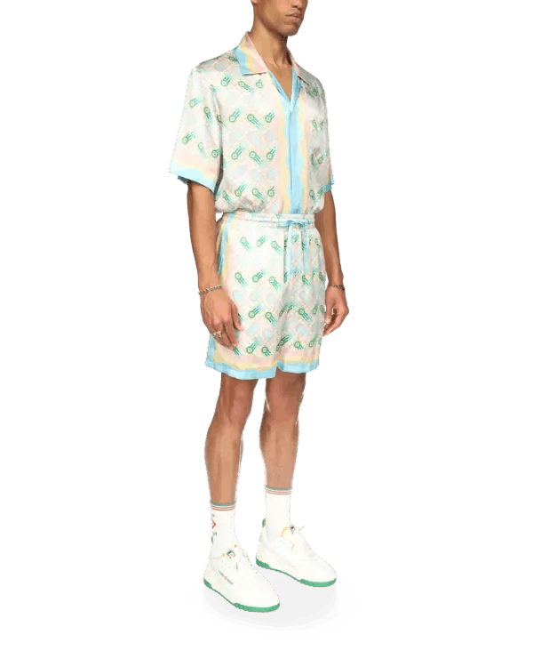 Casablanca o1mle0326 Drawstring Silk Shorts Ping Pong Print Size US 36 / EU 52 - 5 Thumbnail