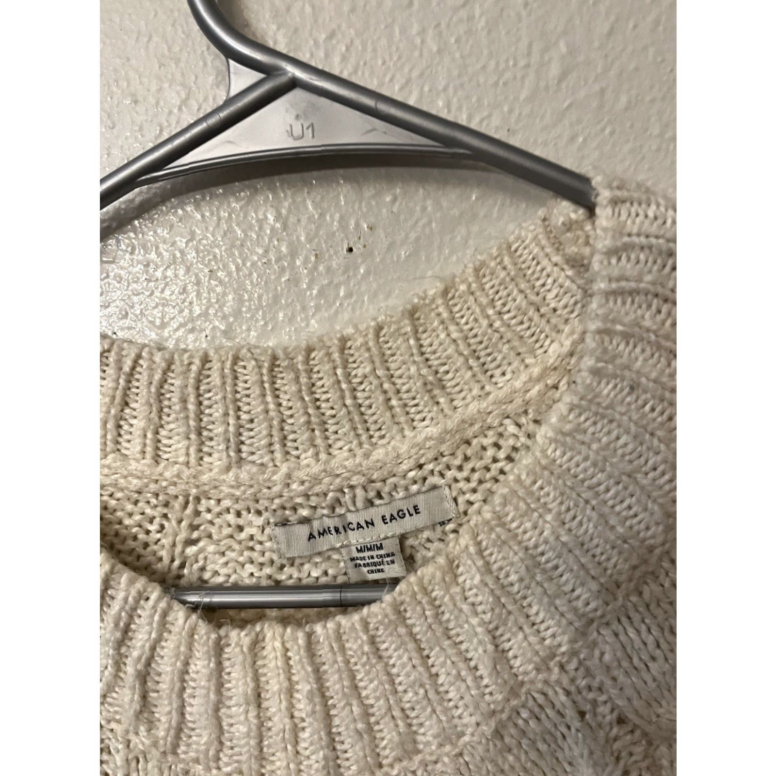 American Eagle Outfitters American Eagle Outfitters Sweater Crew Neck Long Sleeve Oversized Fall Winter Womens M Cream Ivory Cable-Knit Knit Pullover Casual Size M / US 6-8 / IT 42-44 - 2 Thumbnail