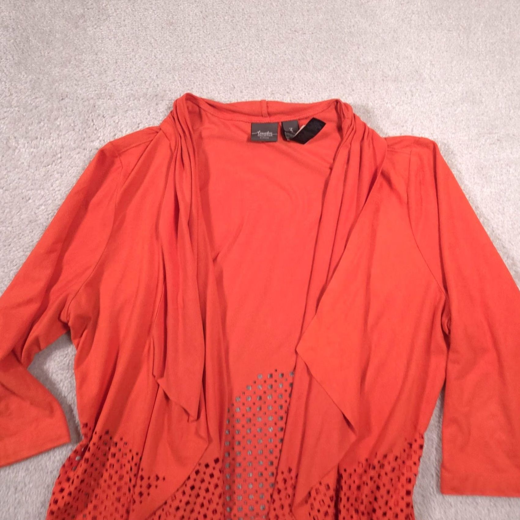 Vintage Chico's Cardigan Sweater Womens 3 Orange Open Front Lightweight Knit Cardigan Dressy-Casual Spring Travel Womens Size XS / US 0-2 / IT 36-38 - 4 Thumbnail