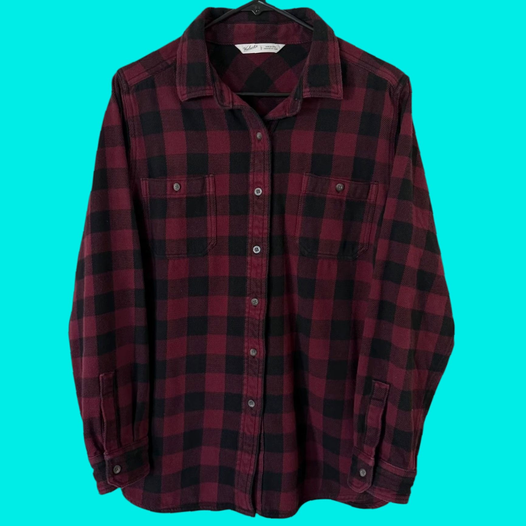 Vintage Woolrich Buffalo Check Flannel Shirt Red Women's Large Plaid Cotton Button-Up Size L / US 10 / IT 46 - 1 Thumbnail