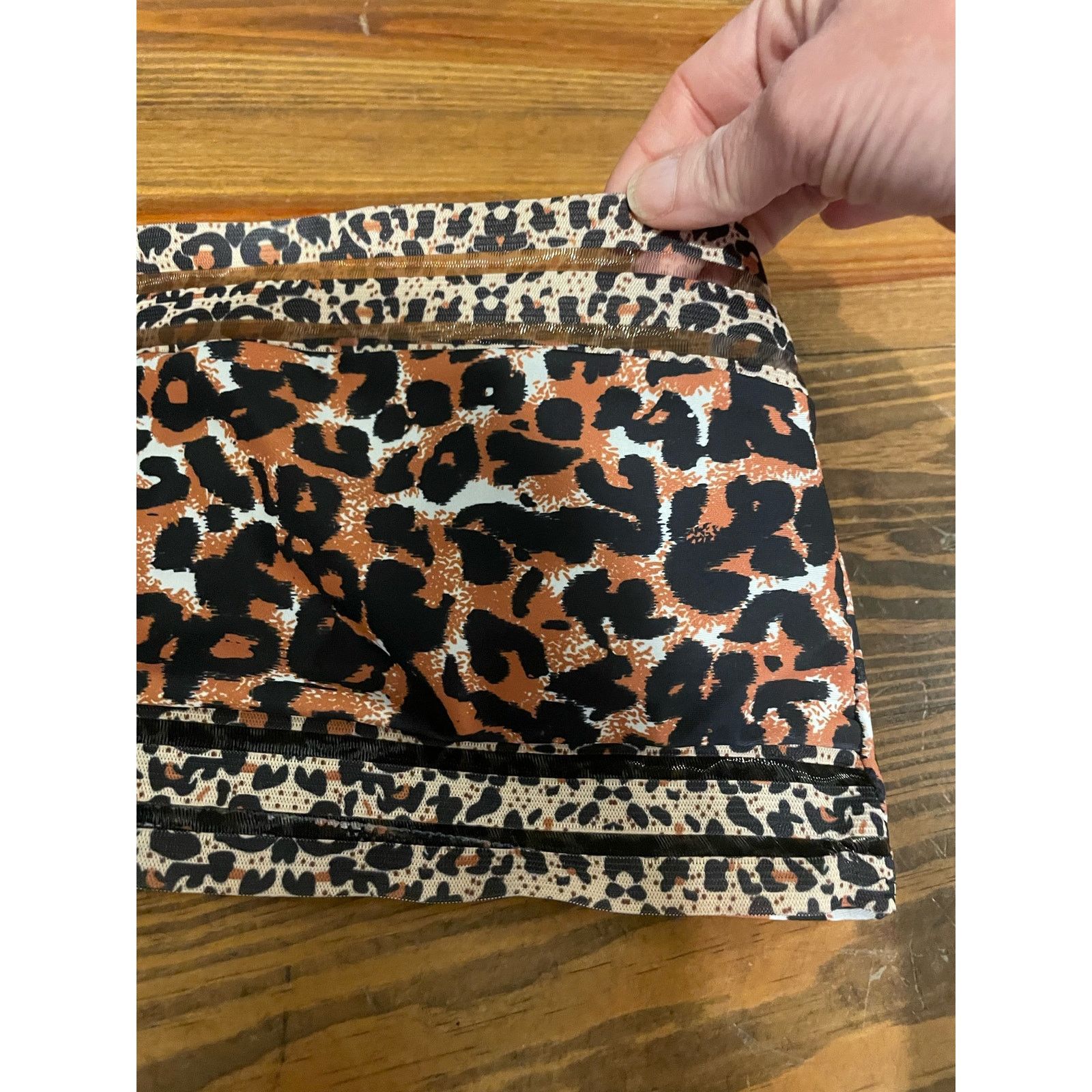 Other Cheetah Print Mesh Panel Hight Waisted Bandeau Bikini,size L Size ONE SIZE - 3 Thumbnail