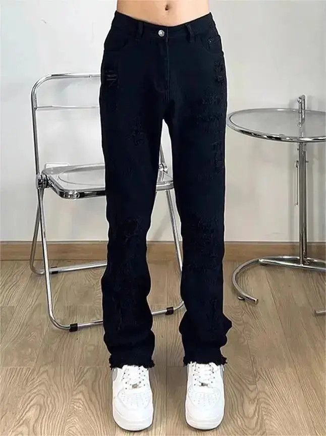 Japanese Brand × Jean Loose straight leg slimming distressed jeans Size US 30 / EU 46 - 5 Thumbnail