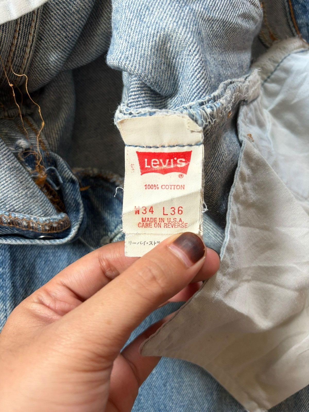 Levi's Vintage 90s Levis 501 Faded Wash Distress Loose Jeans Size US 32 / EU 48 - 5 Thumbnail