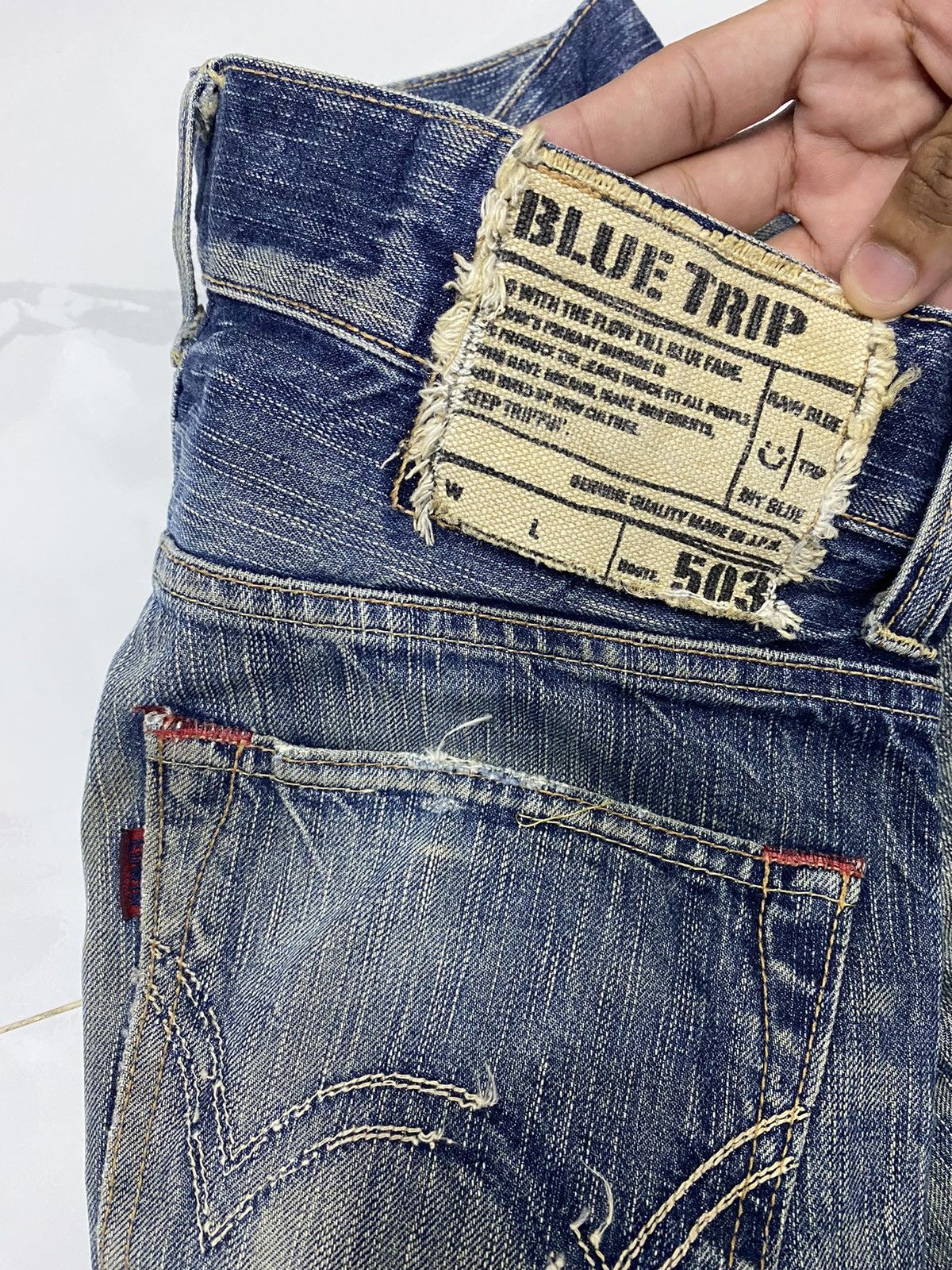 Edwin 🔥FLARE JEANS EDWIN 503 BLUE TRIP DISTRESSED DENIM JEANS Size US 32 / EU 48 - 8 Thumbnail