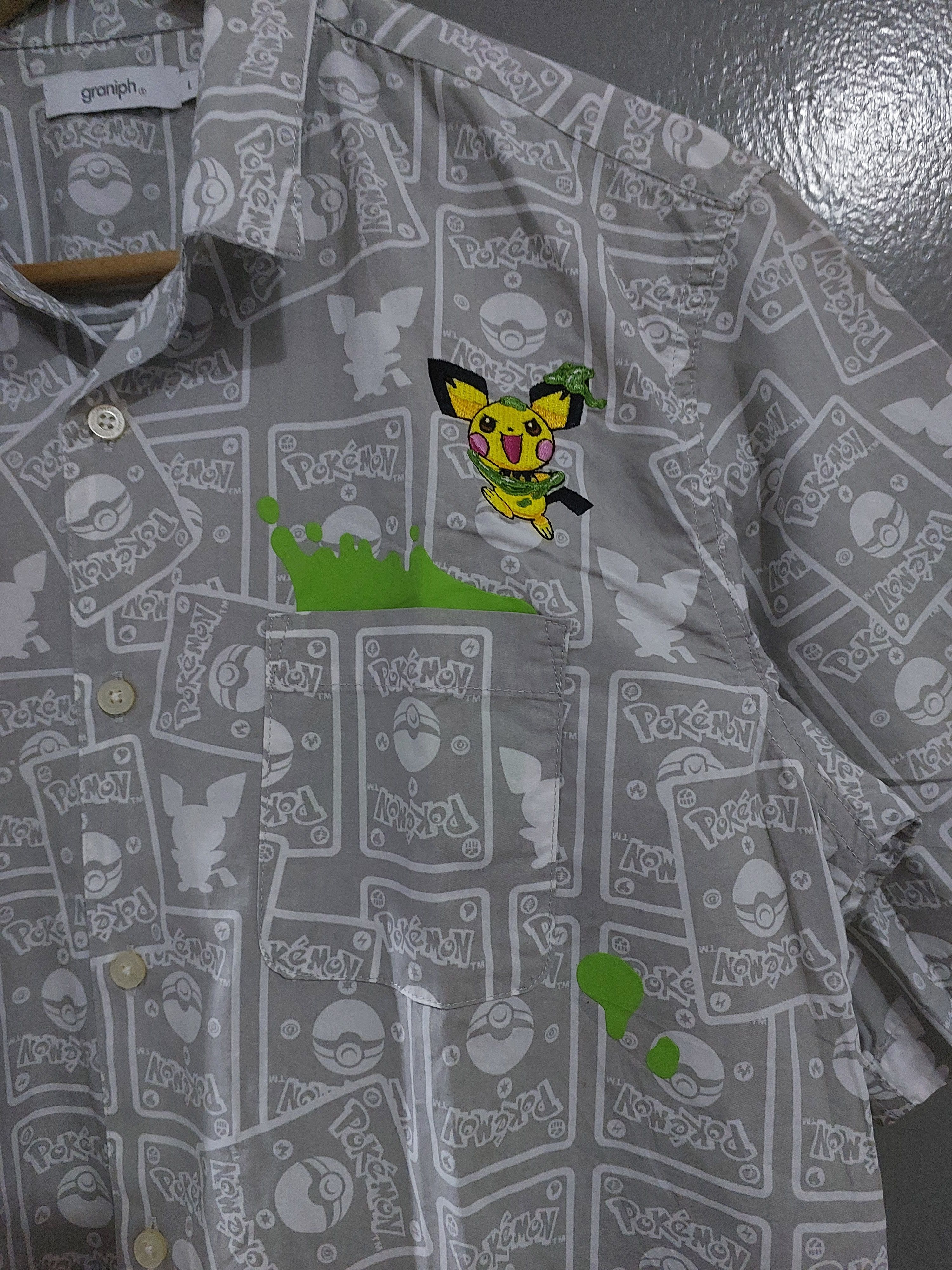 Pokemon POKEMON ANIME PICHU BUTTON UP SHIRT Size US L / EU 52-54 / 3 - 4 Thumbnail