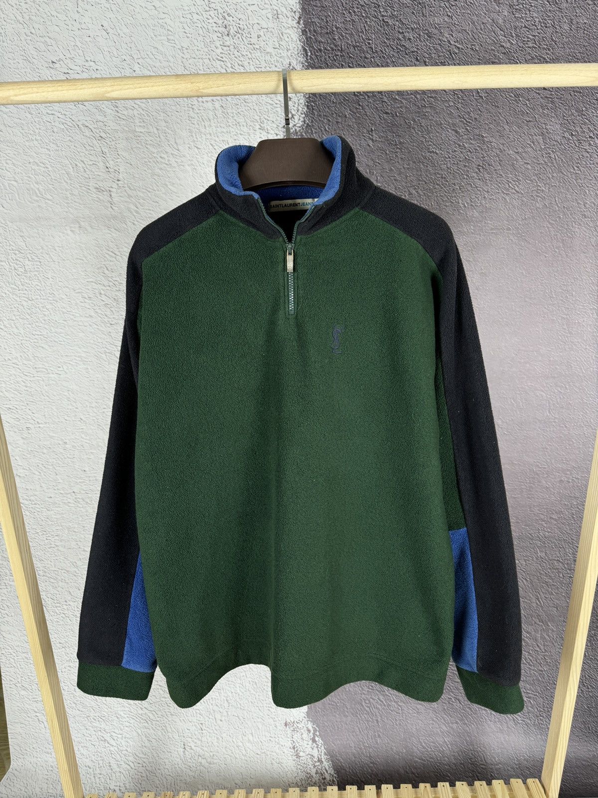 Vintage Saint Laurent Jeans vintage 1/4 zip pullover fleece sweater Size US XL / EU 56 / 4 - 1 Thumbnail