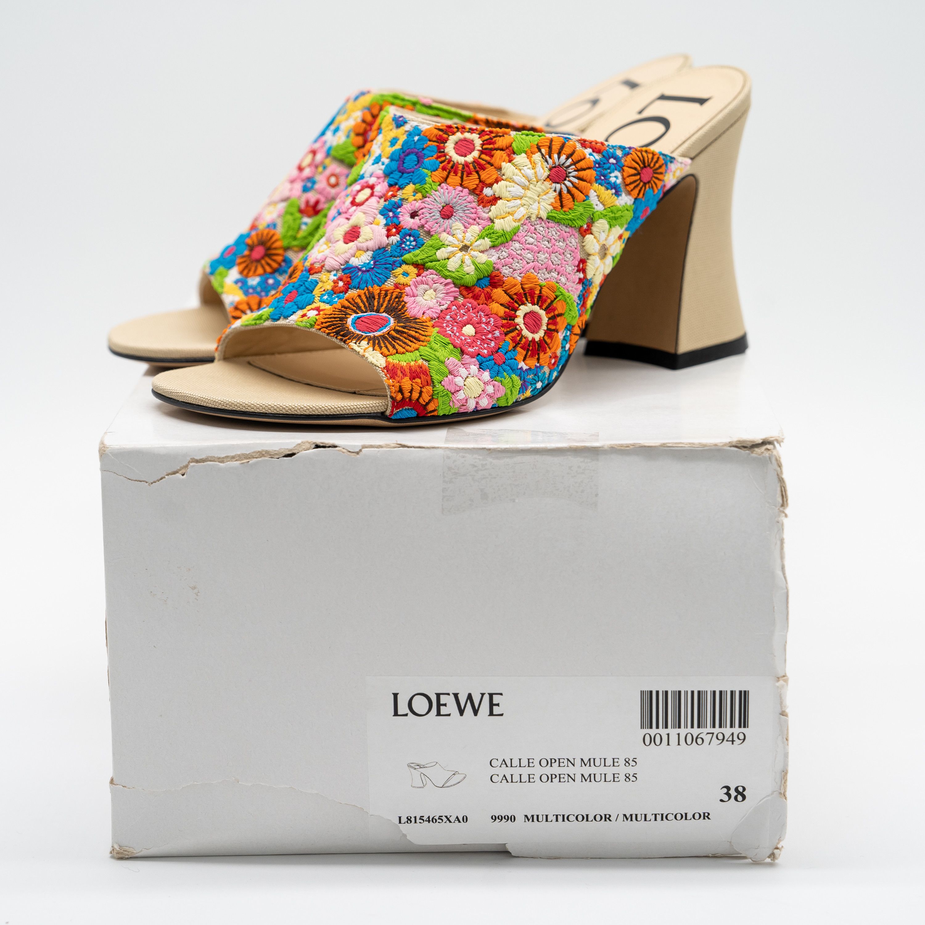Loewe Loewe Calle Floral Embroidered Open Mule Sandals Size US 8 / IT 38 - 12 Thumbnail