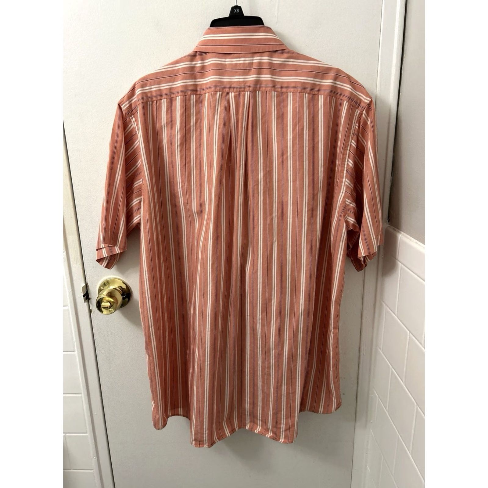 Vintage LL Bean Shirt Mens L Coral Striped Button-Down Short Sleeve Casual Beach City 90s Mens Size US L / EU 52-54 / 3 - 6 Thumbnail