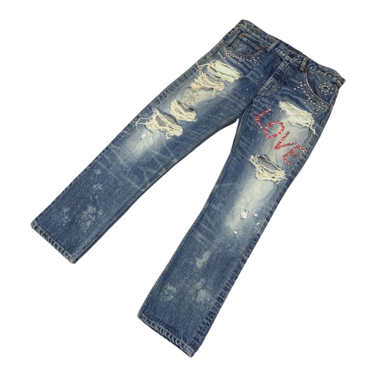 Japanese Brand RNA Japan Ripped Distressed Punk Style Jeans | W33x33 Size US 33 - 4 Thumbnail
