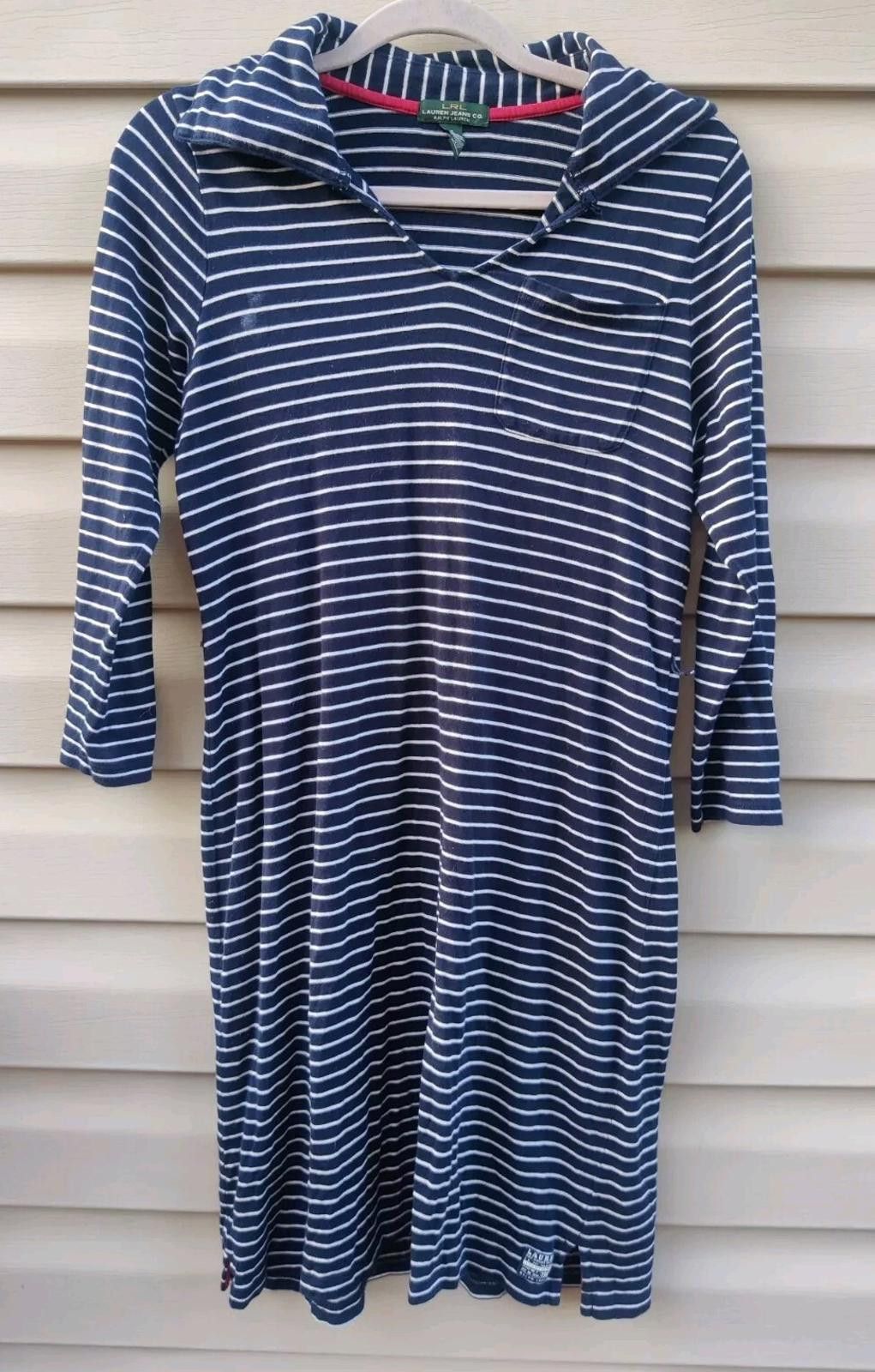 Lauren Ralph Lauren Vintage LRL Ralph Lauren Jeans Co Shirt Dress Navy Blue Whi Size S / US 4 / IT 40 - 2 Thumbnail