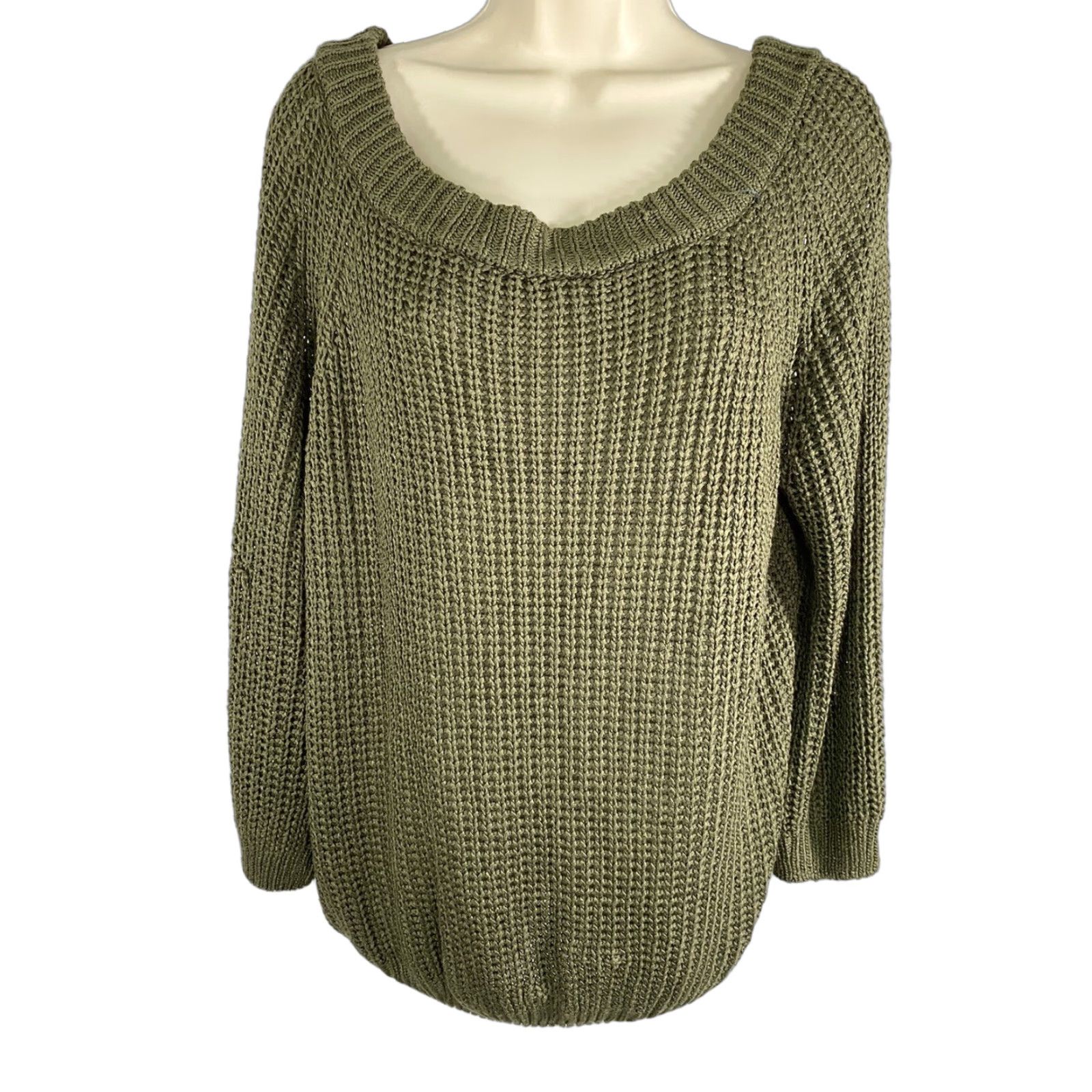 Vintage Impressions Green Chunky Knit Cotton Blend Pullover Sweater S/M Size S / US 4 / IT 40 - 1 Thumbnail