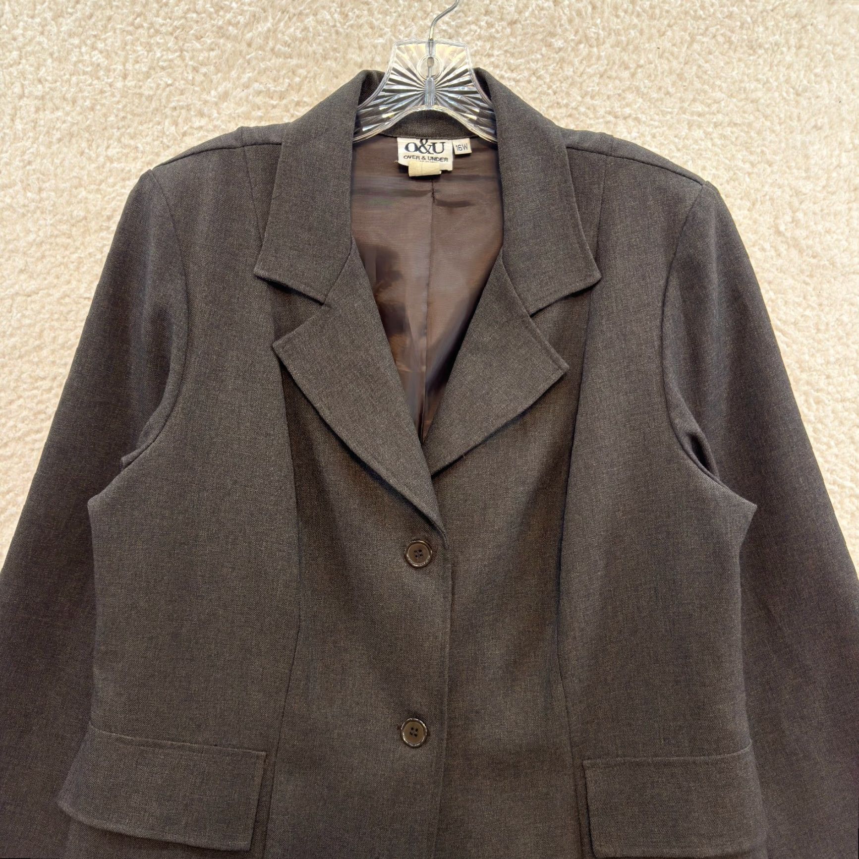 Undercover VINTAGE 90s Long Blazer Coat Jacket 16W Womens Brown Lightweight Longline Over & Under Blazer Size XXL / US 16-18 / IT 52-54 - 3 Thumbnail