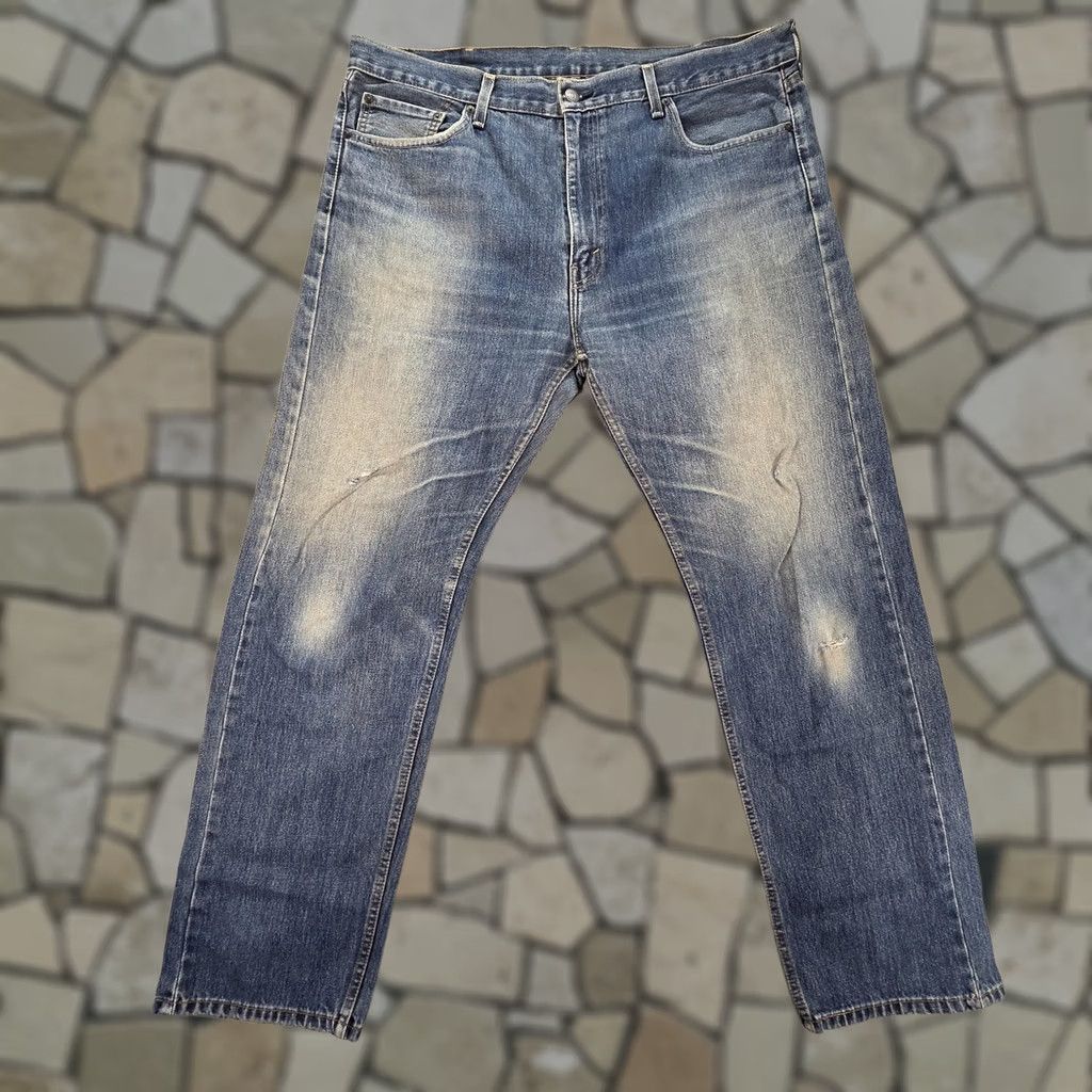 Levi's Levi's 505 Jeans Mens 40x31 Blue Medium Wash Regular Straight Distressed Pockets Logo Denim Cotton Zip Vintage No Size US 40 / EU 56 - 1 Thumbnail