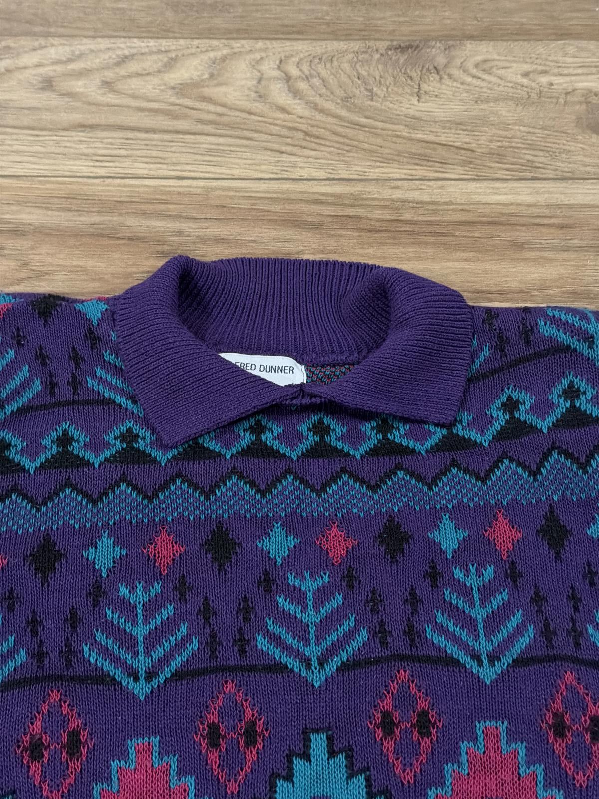 Other Vintage 90s Alfred Dunner Acrylic Knit Polo Sweater AOP Size S / US 4 / IT 40 - 2 Thumbnail