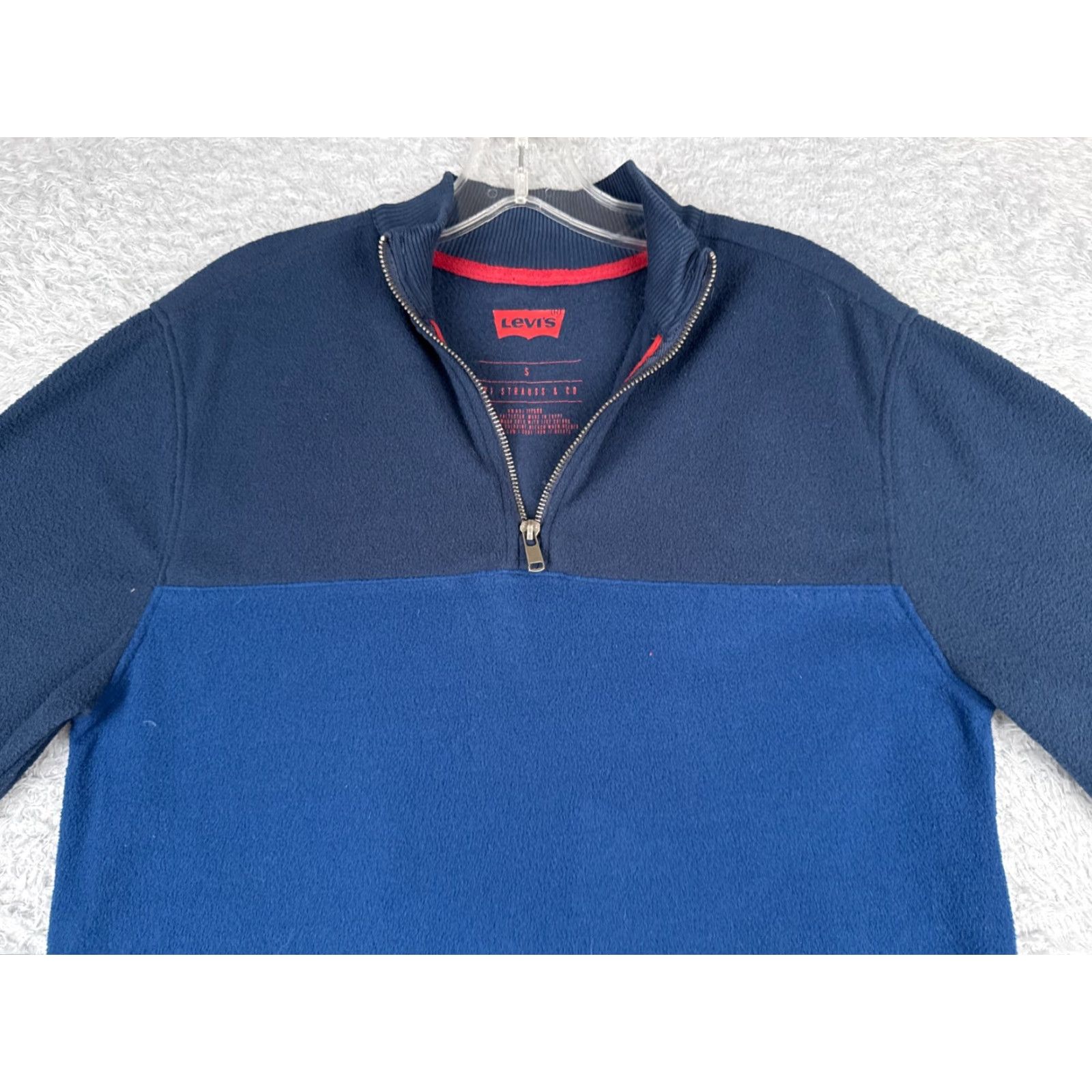 Levi's Levis Sweater Men Small Blue Fleece 1/4 Zip 100% Polyester Pullover Size US S / EU 44-46 / 1 - 4 Thumbnail