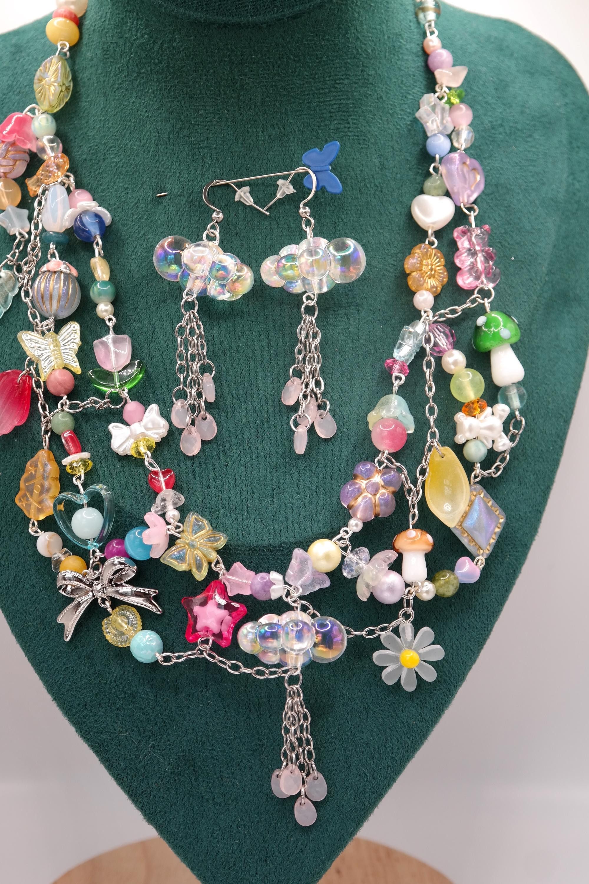 Handmade Silver April Showers Fairy Necklace & Earrings Set Size ONE SIZE - 6 Thumbnail