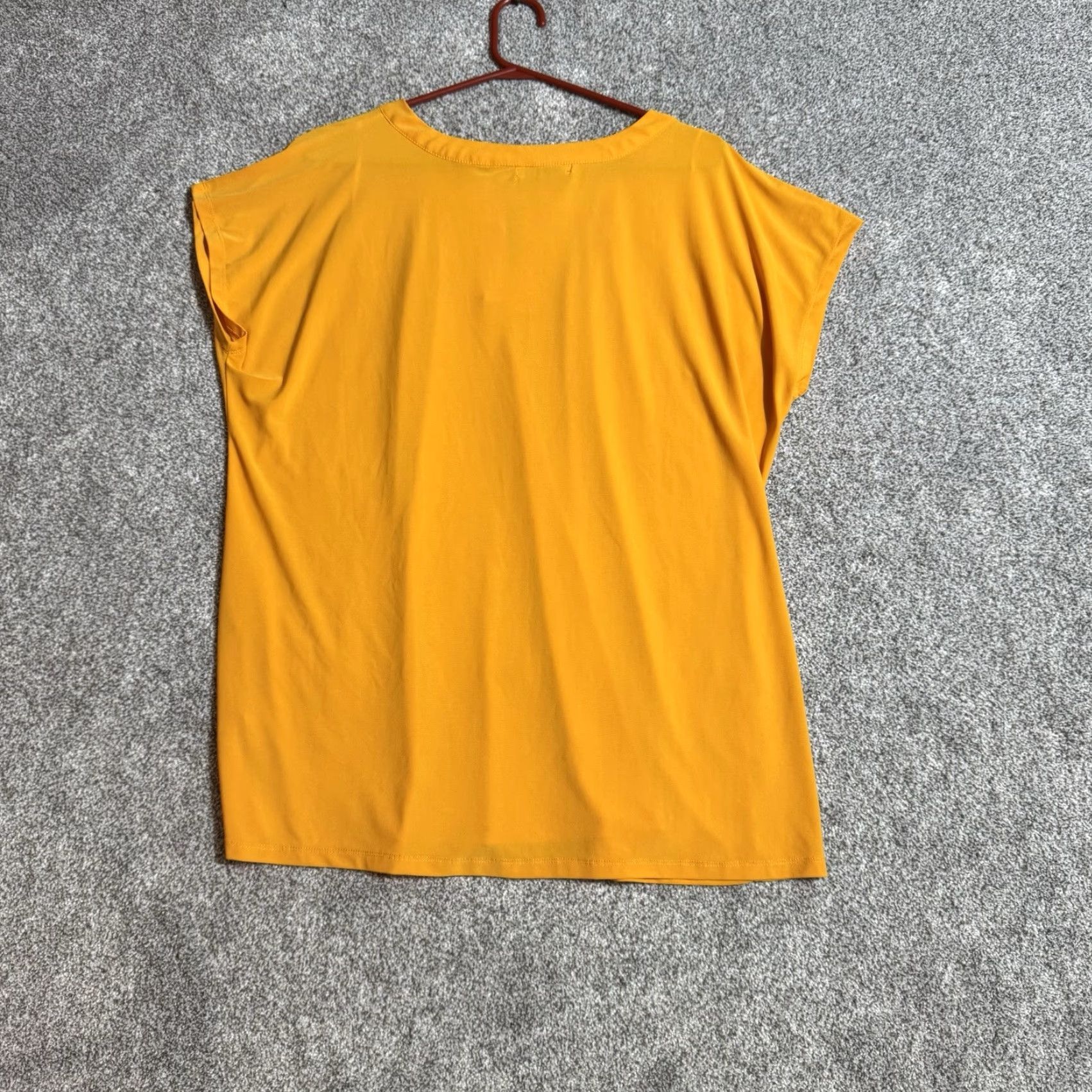Vintage Notations Top Women 2X Plus Grommet Detail Boho Earthy Lagenlook Stretch Casual Shirt Womens 2X Yellow Cap Sleeve Round Neck Pullover Blouse Bohemian Size XXL / US 16-18 / IT 52-54 - 6 Thumbnail